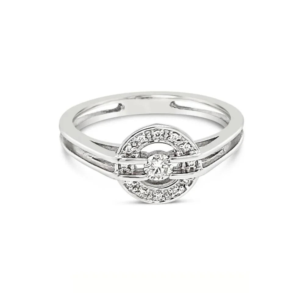 0.14ct Diamond Halo Ring in 9ct White Gold