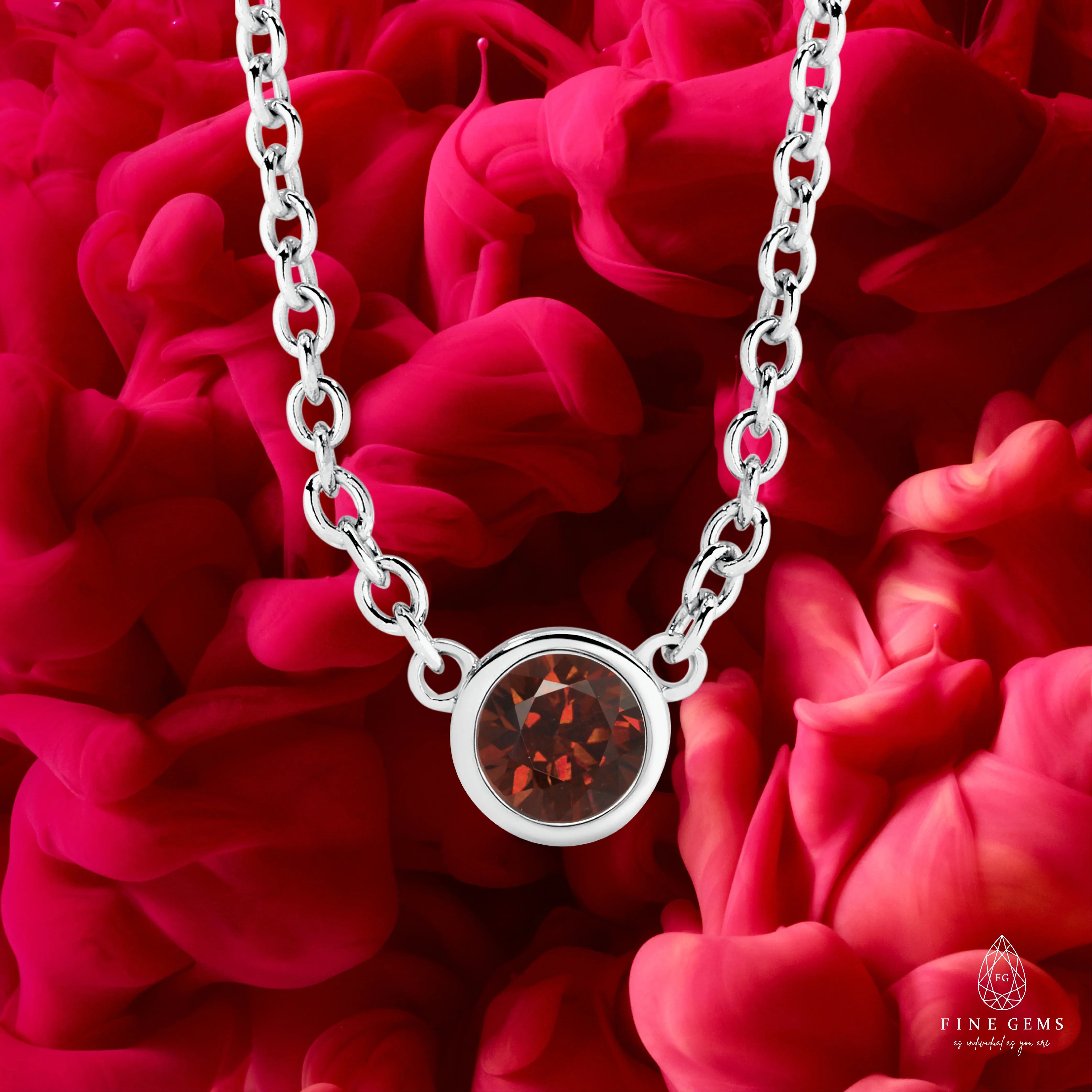 9CT 3MM BEZEL BIRTHSTONE NECKLACE