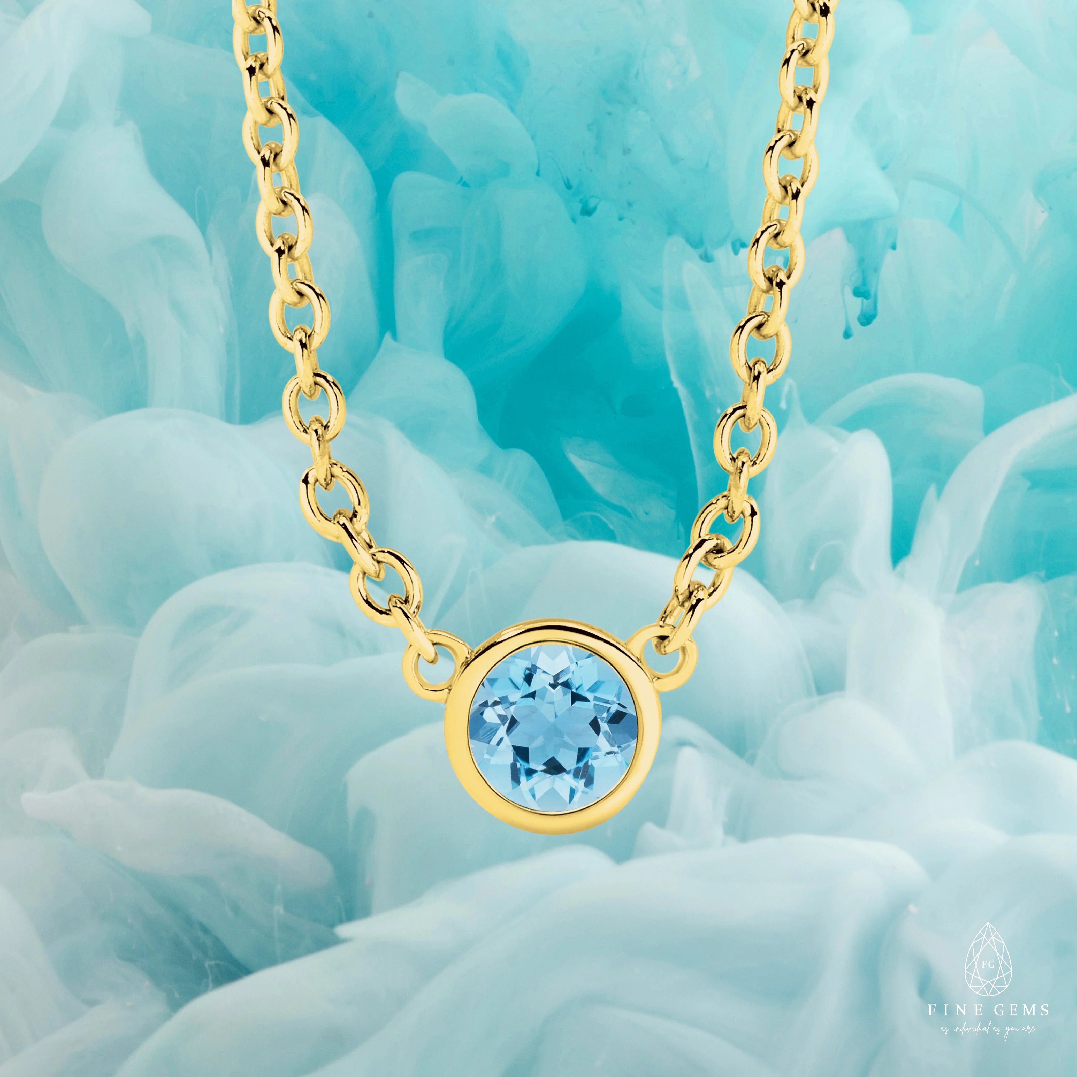 9CT 3MM BEZEL BIRTHSTONE NECKLACE