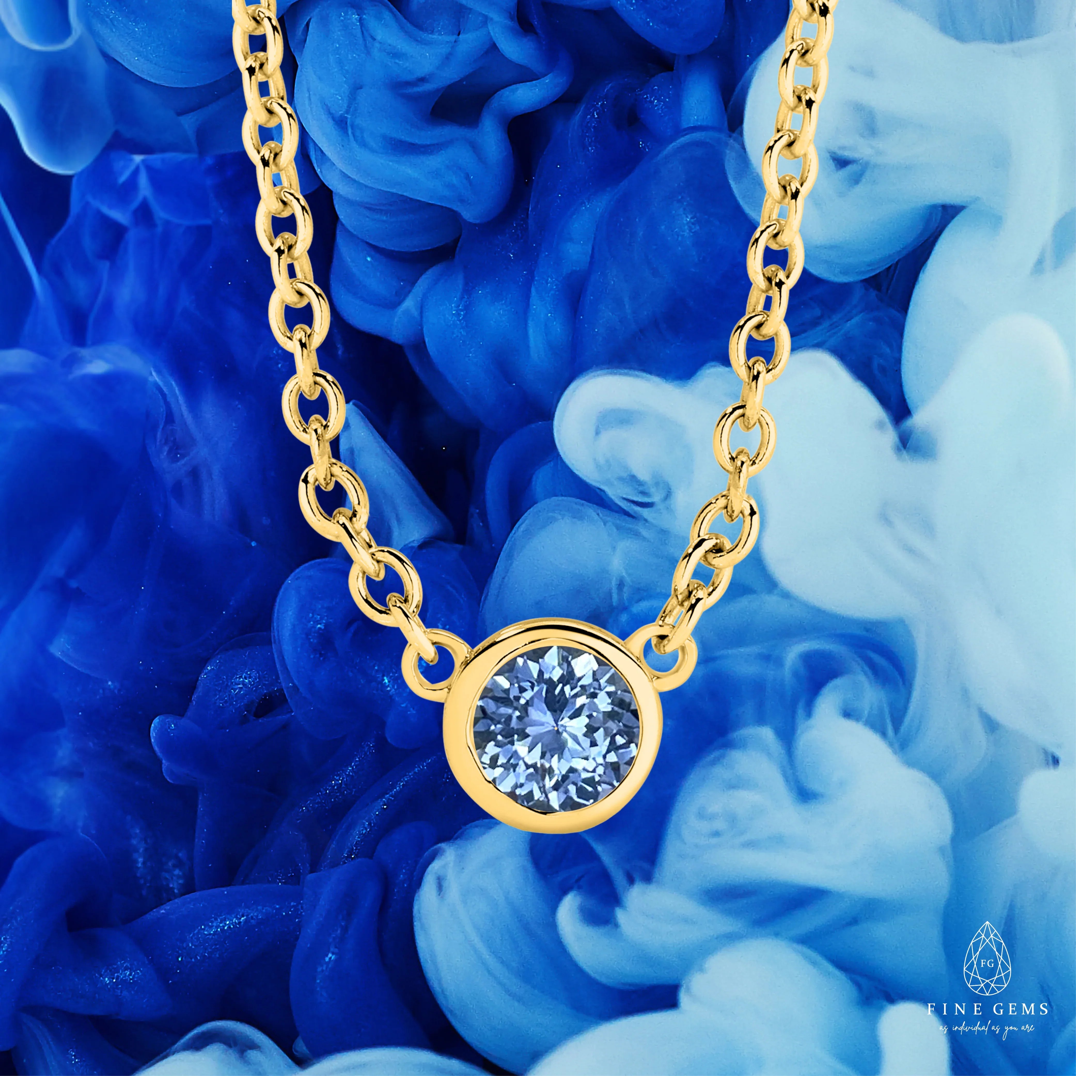 9CT 3MM BEZEL BIRTHSTONE NECKLACE