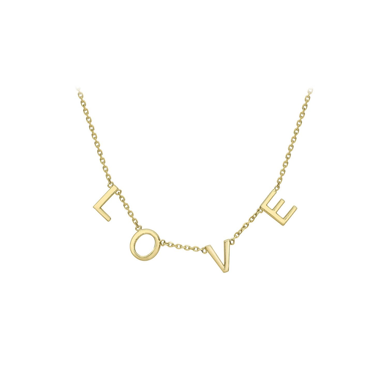 9ct Yellow Gold 5mm 'Love' Adjustable Necklace 38cm-43cm