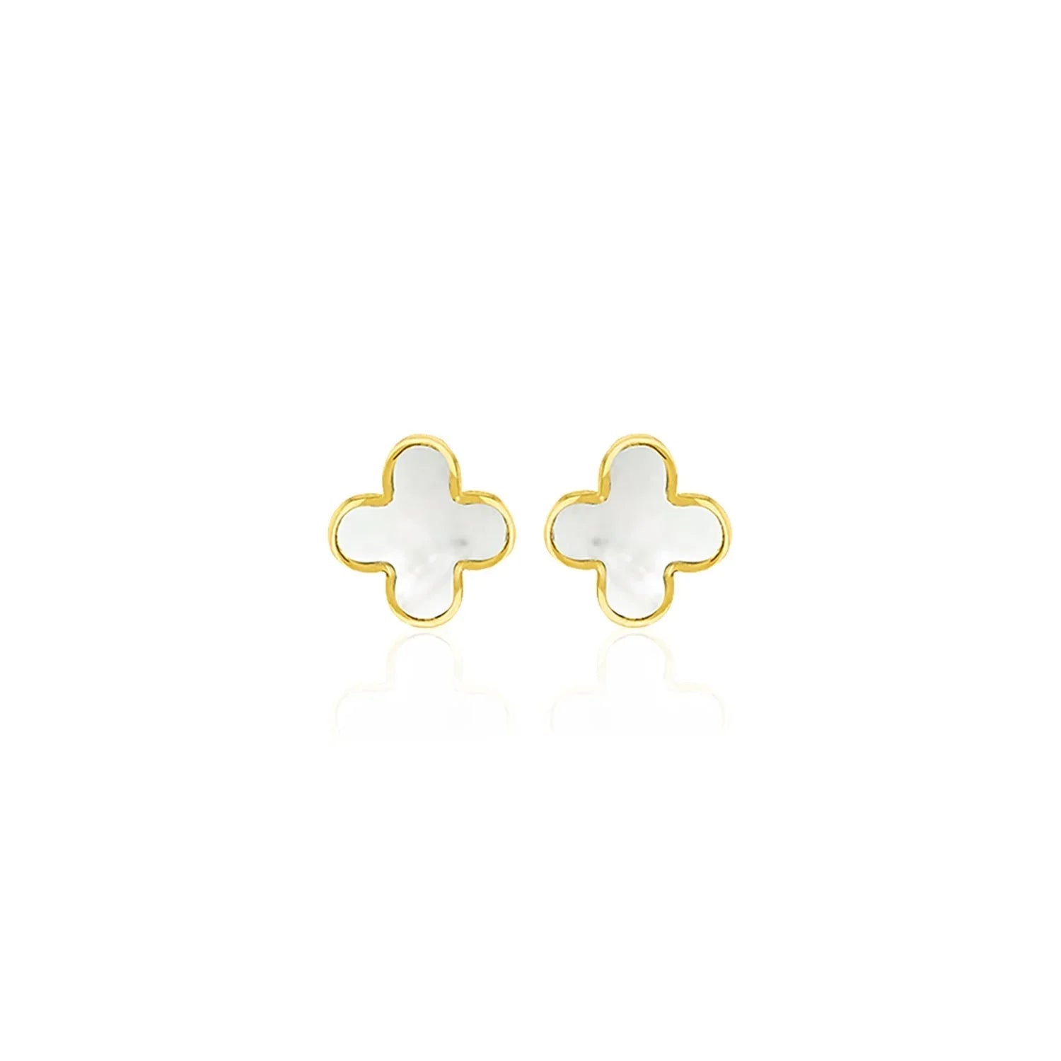 9ct Yellow Gold Mother of Pearl Petal Stud Earrings