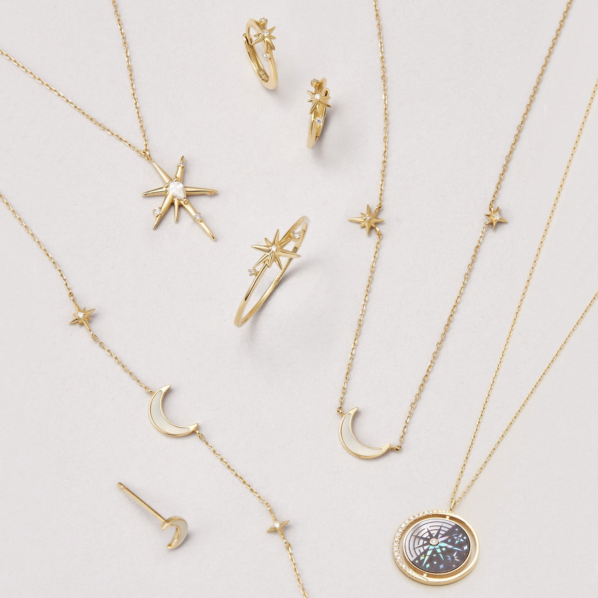 Ania Haie 14ct Gold Diamond Cosmos Pendant Necklace