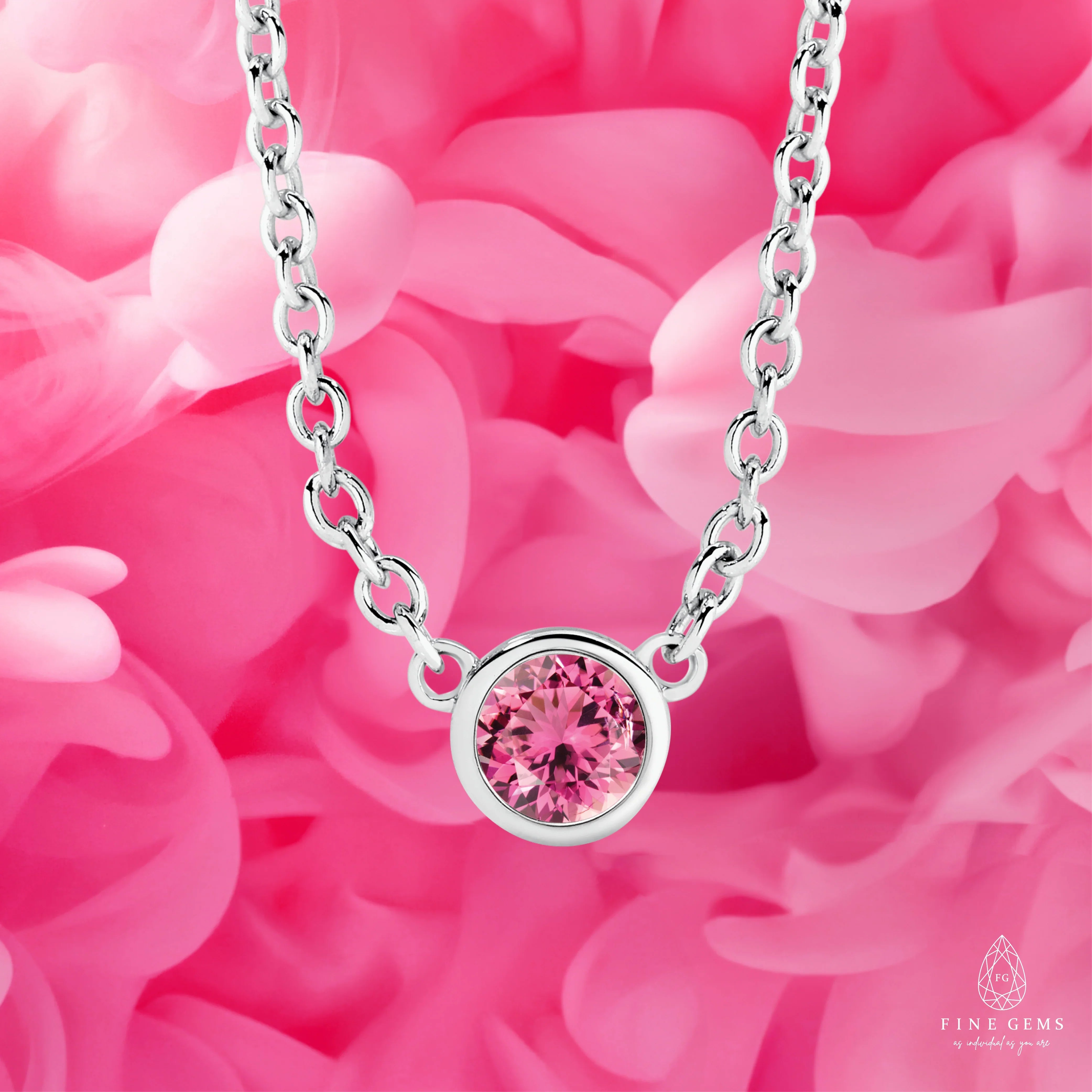 9CT 3MM BEZEL BIRTHSTONE NECKLACE