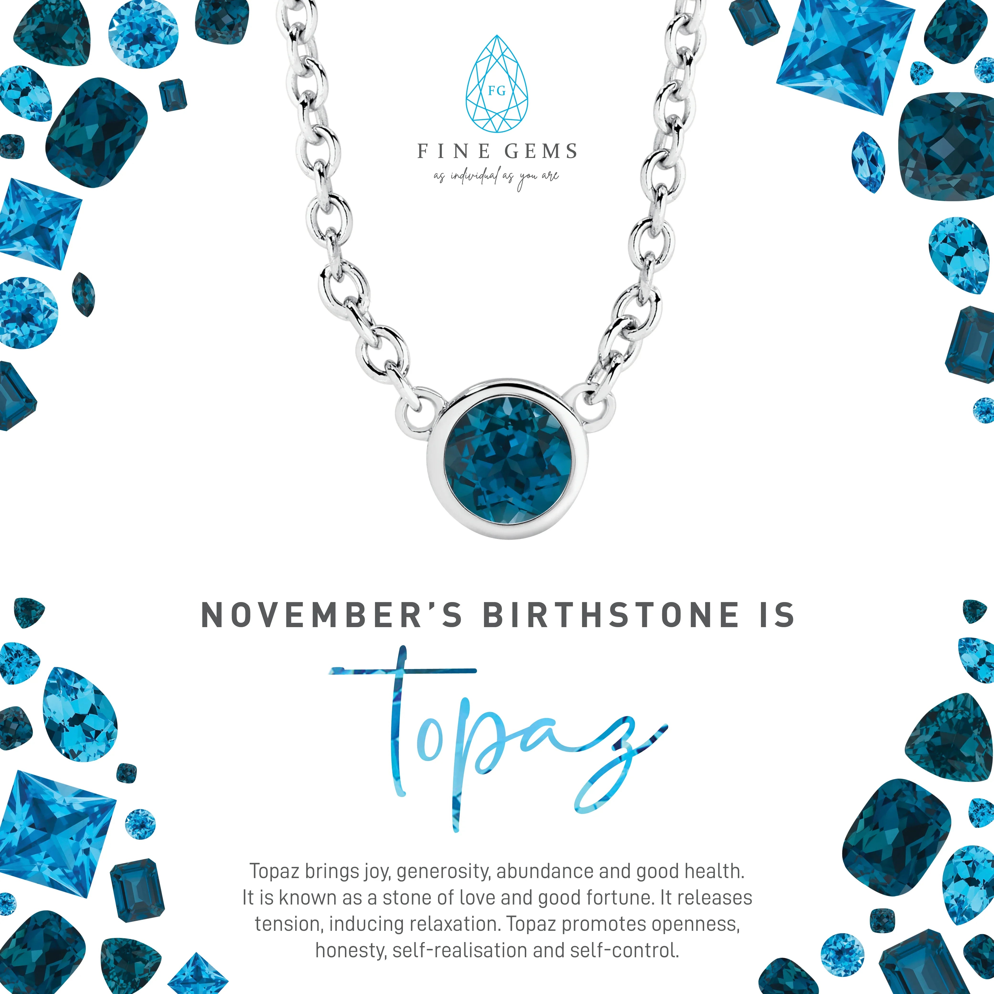 9CT 3MM BEZEL BIRTHSTONE NECKLACE