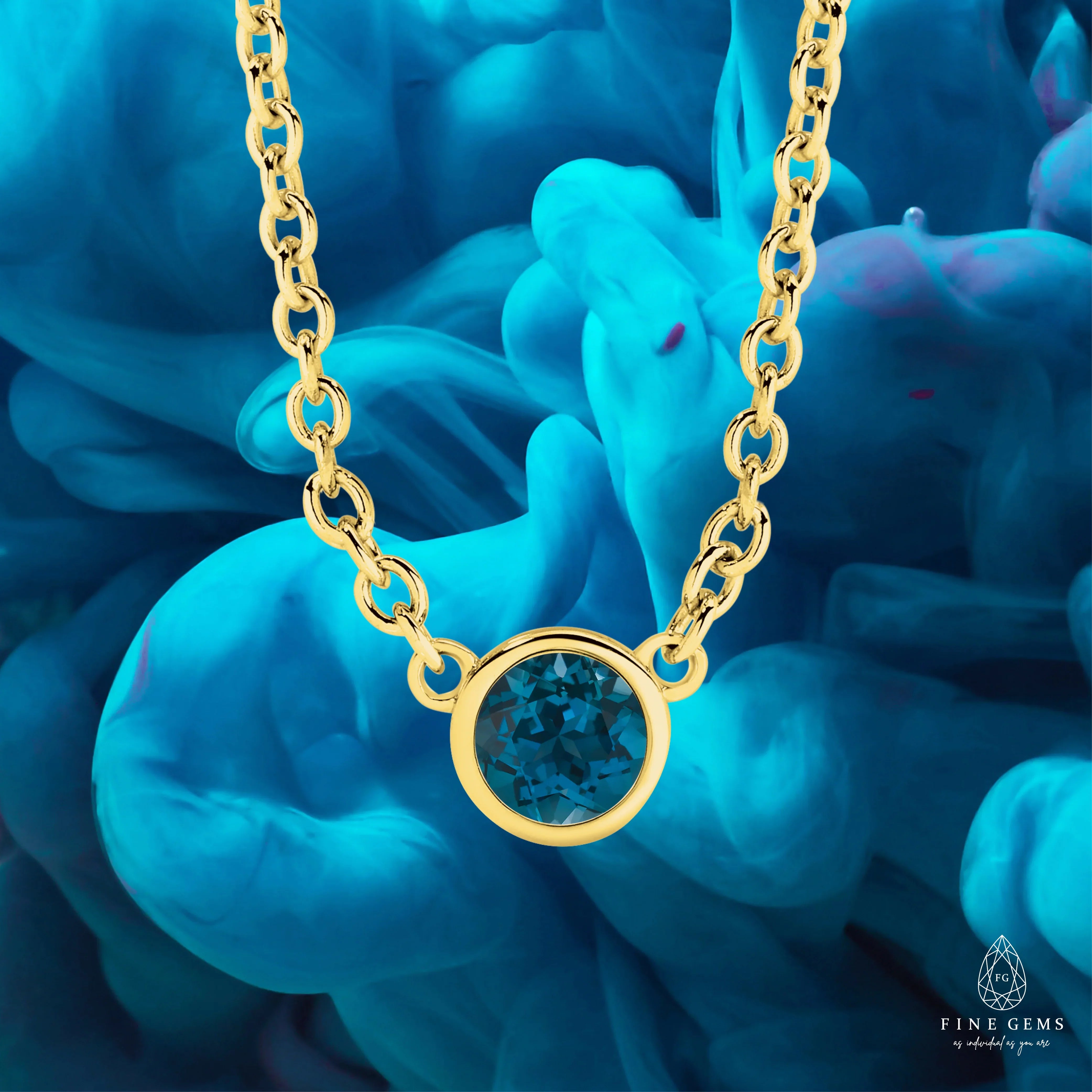 9CT 3MM BEZEL BIRTHSTONE NECKLACE