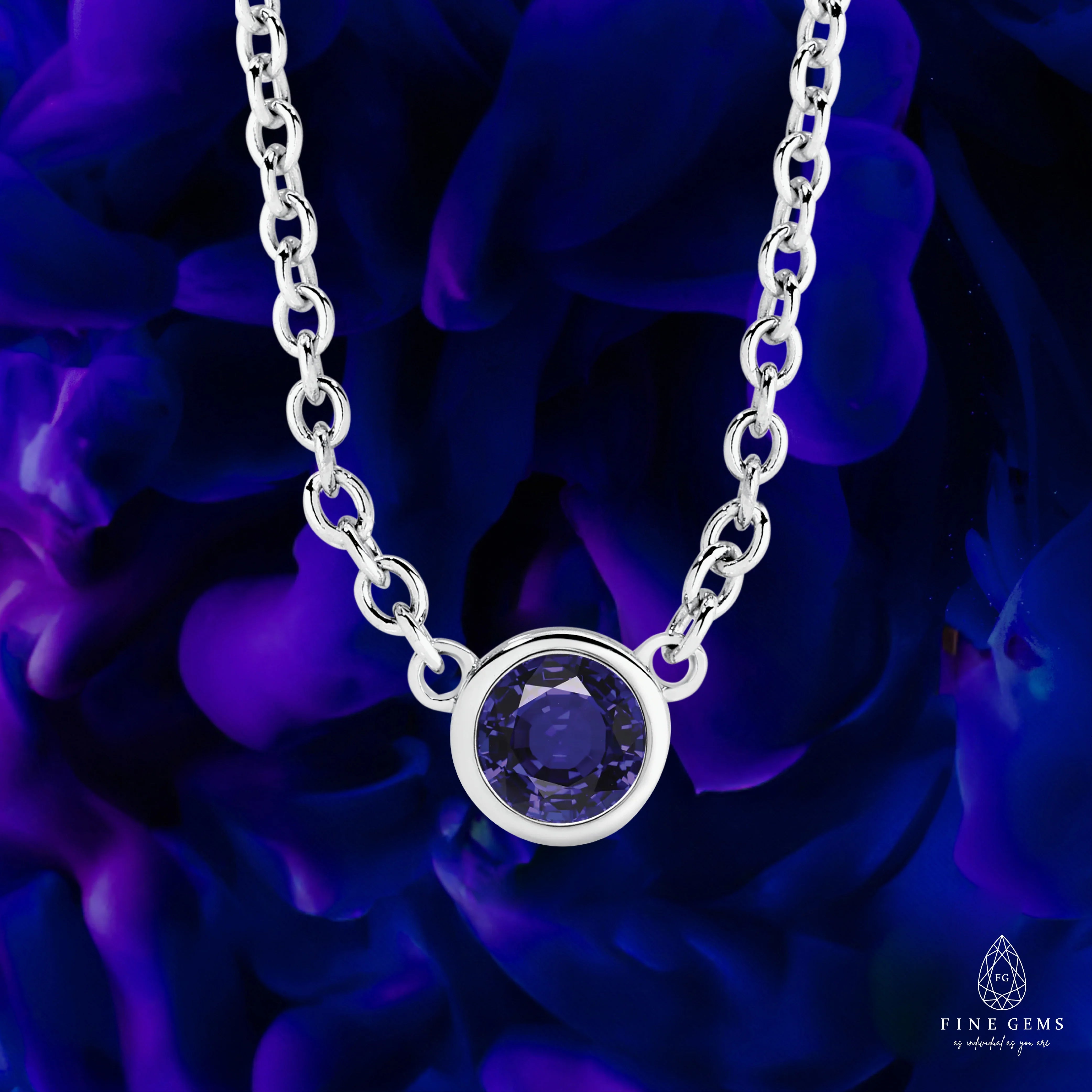 9CT 3MM BEZEL BIRTHSTONE NECKLACE