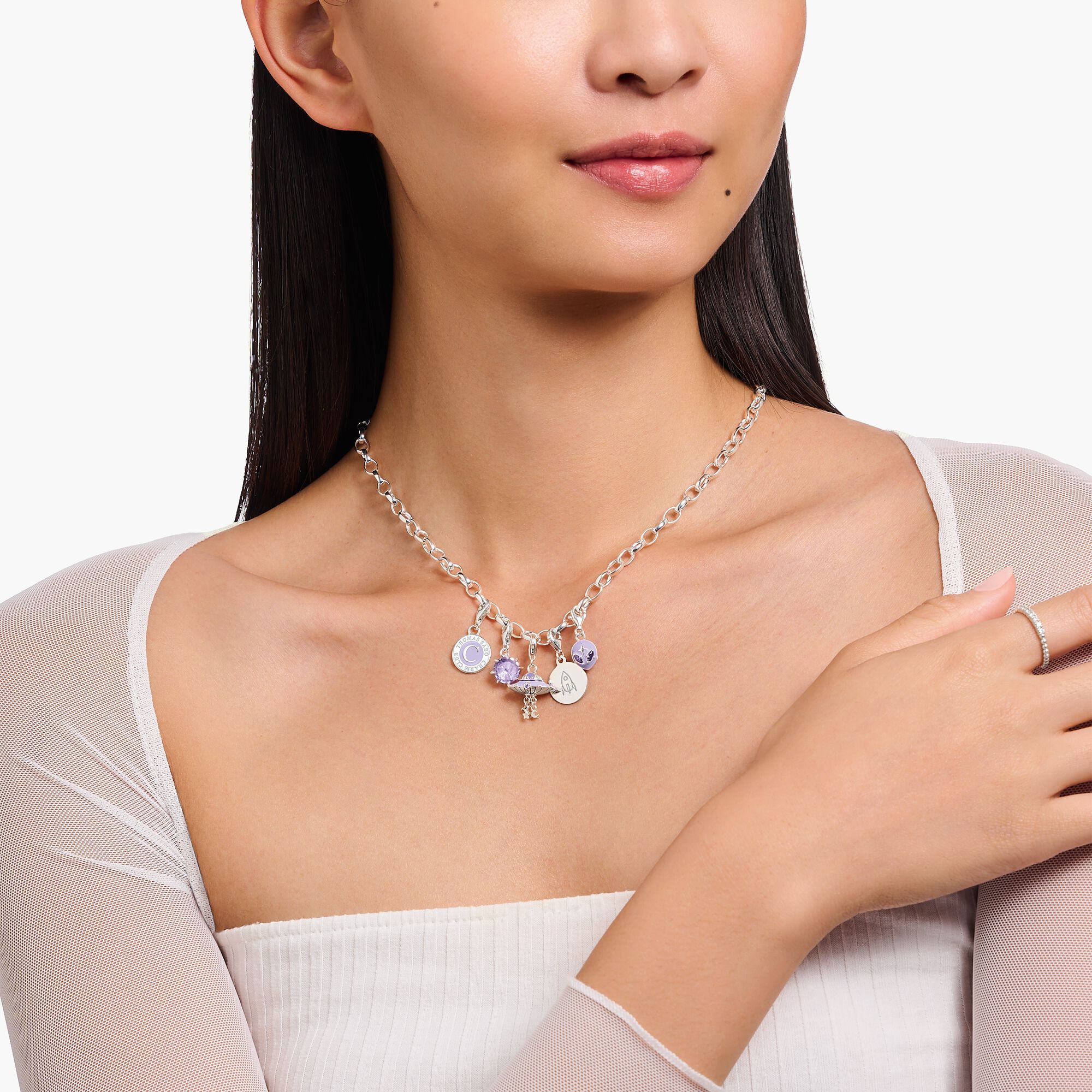 THOMAS SABO Silver Member Charm Violet Coin