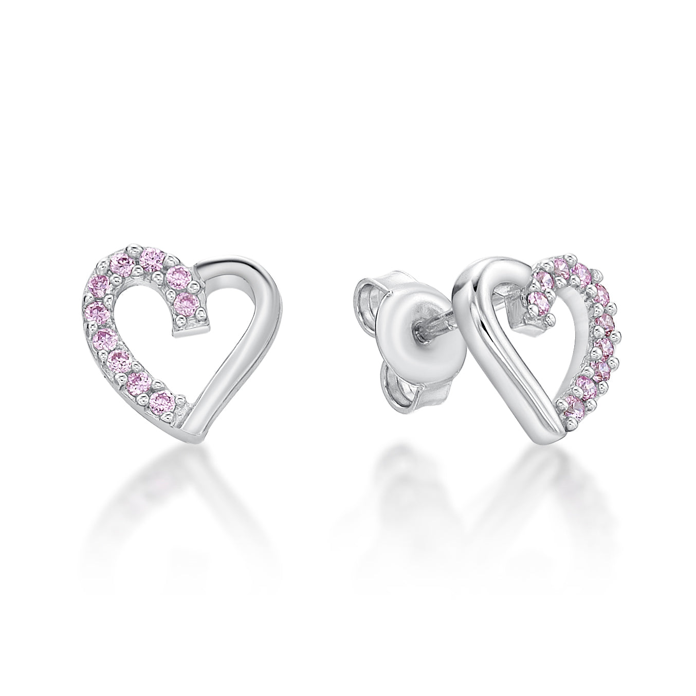 SILVER CZ HEART STUDS