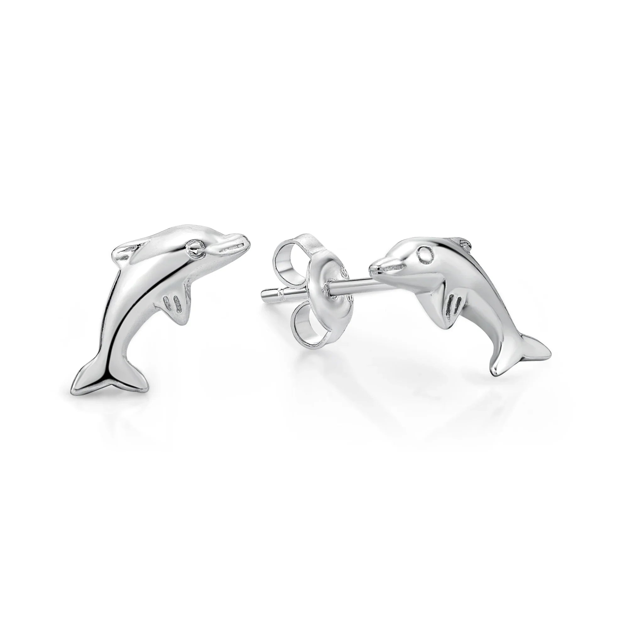 SILVER TINY DOLPHIN STUDS