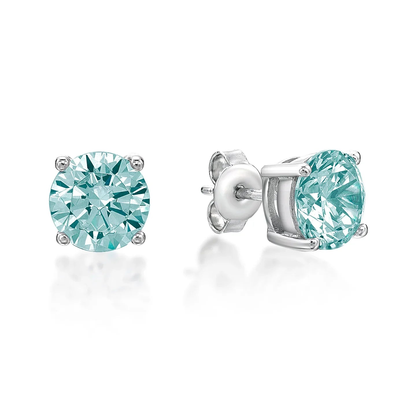 March Birthstone Silver 5mm CZ Studs - Nangar Gems