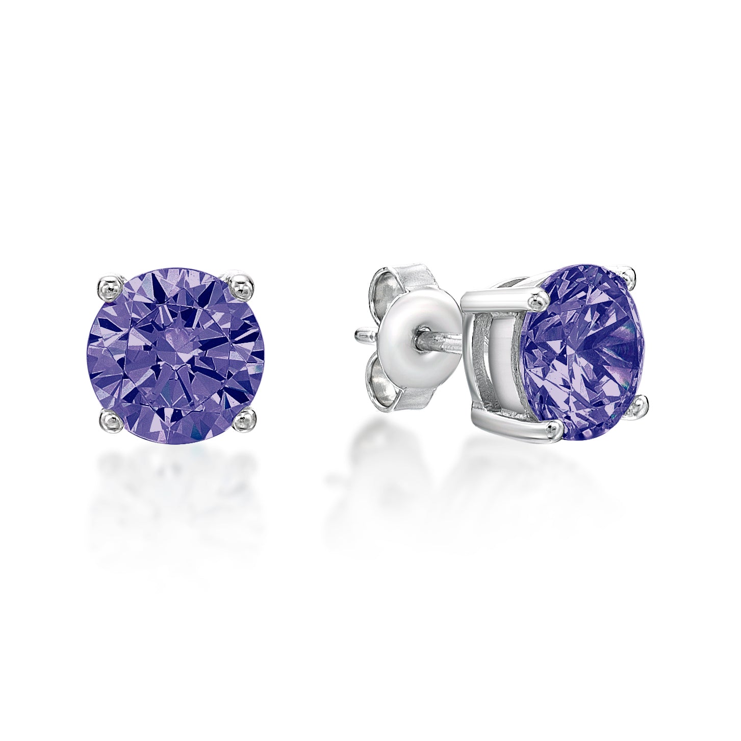 February Birthstone Silver 5mm CZ Studs