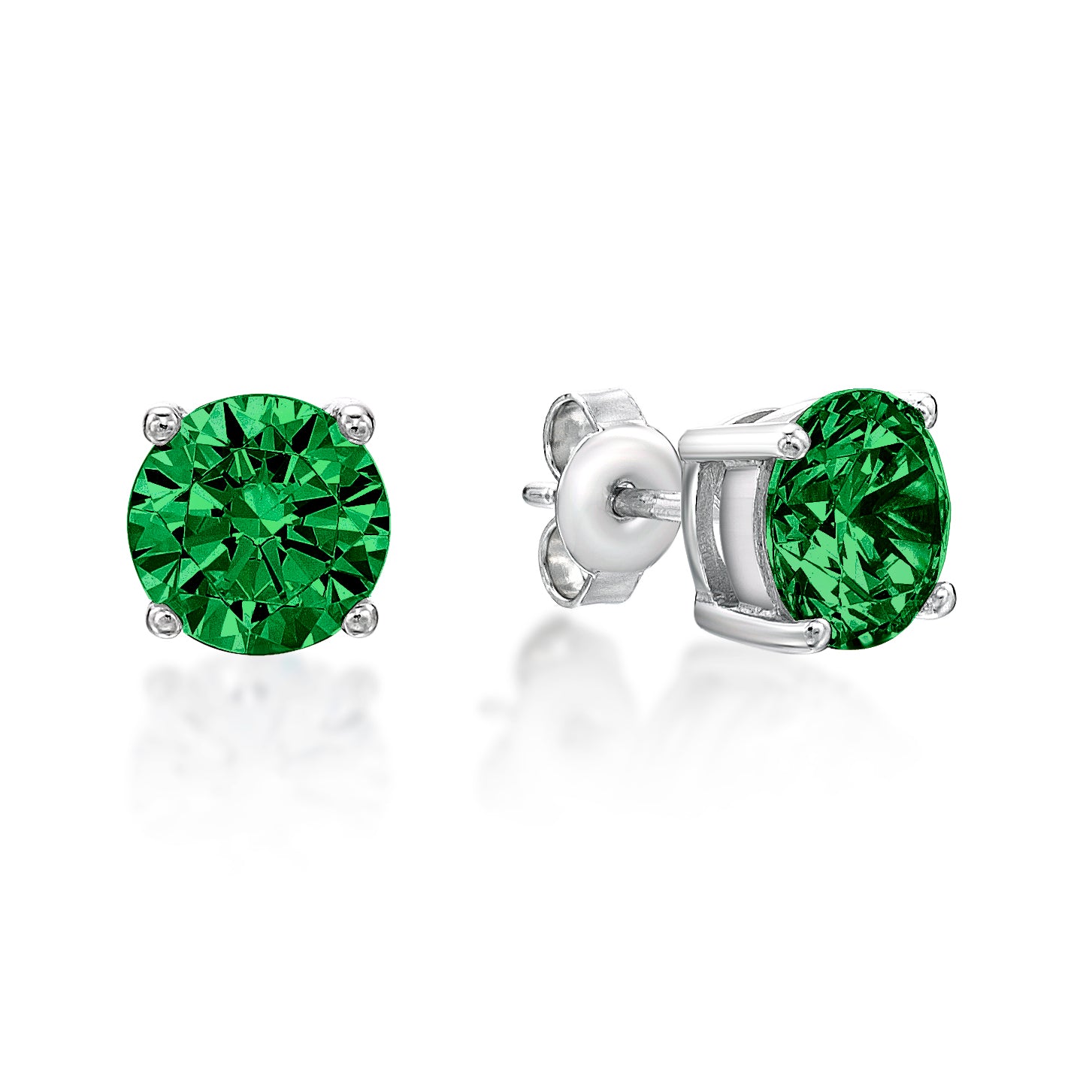 May Birthstone Silver 5mm CZ Studs