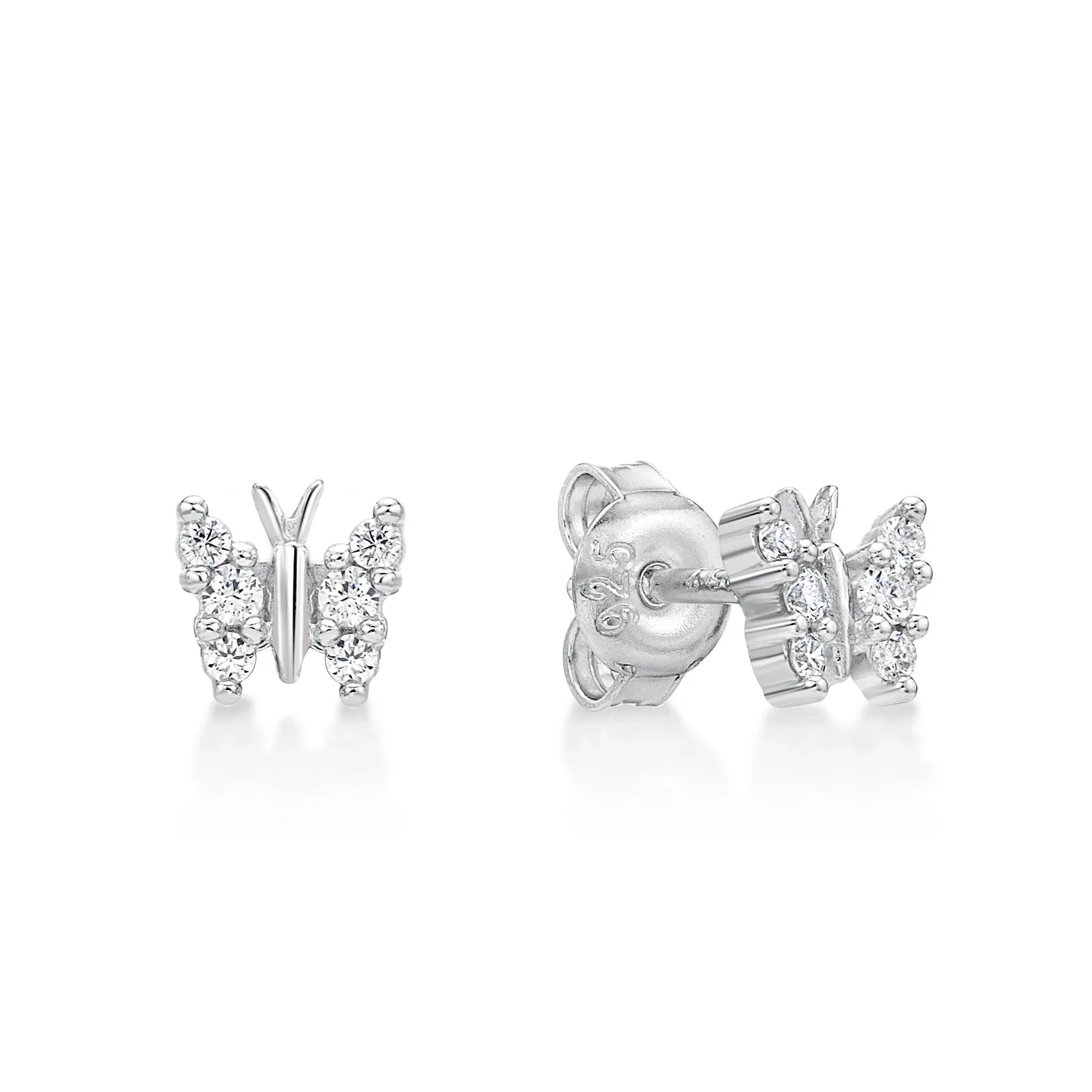 SS CZ CLEAR BUTTERFLY STUDS