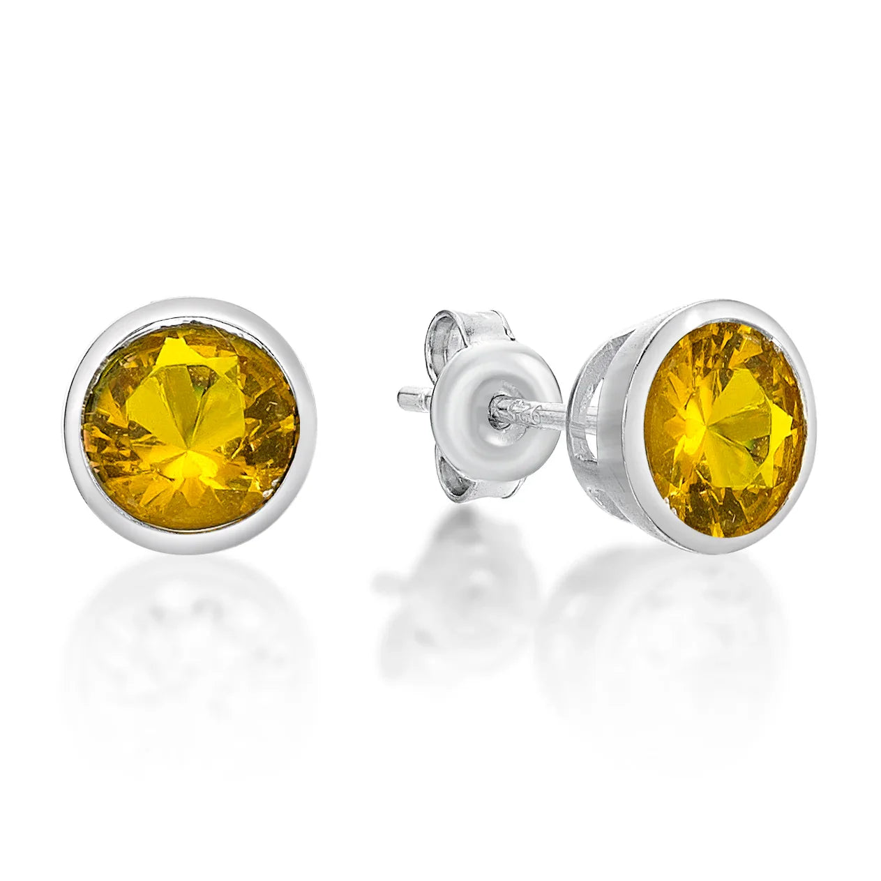 November Birthstone Silver 5mm CZ Studs - Nangar Gems