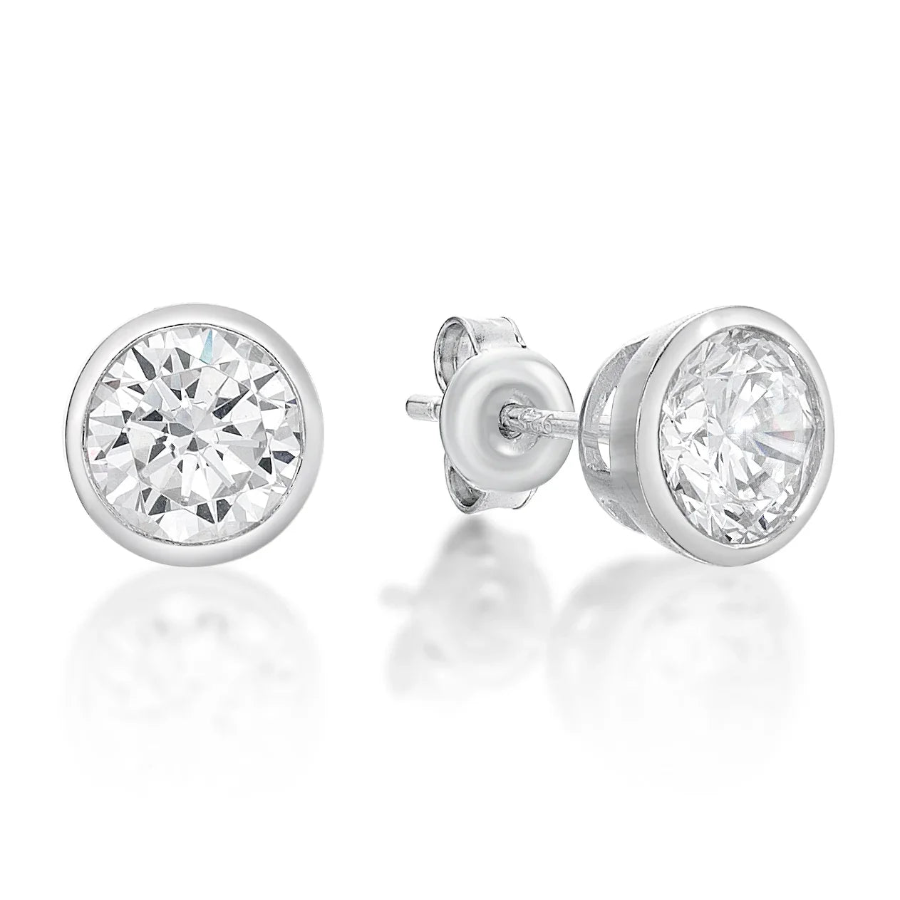 April Birthstone Silver 5mm CZ Studs - Nangar Gems