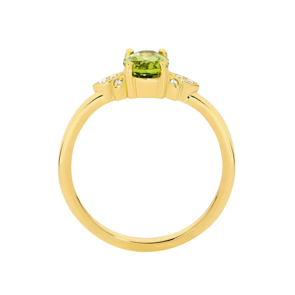 18Y Peridot and Diamond Ring
