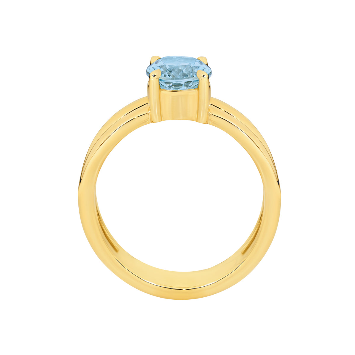 Aquamarine Split Band Ring