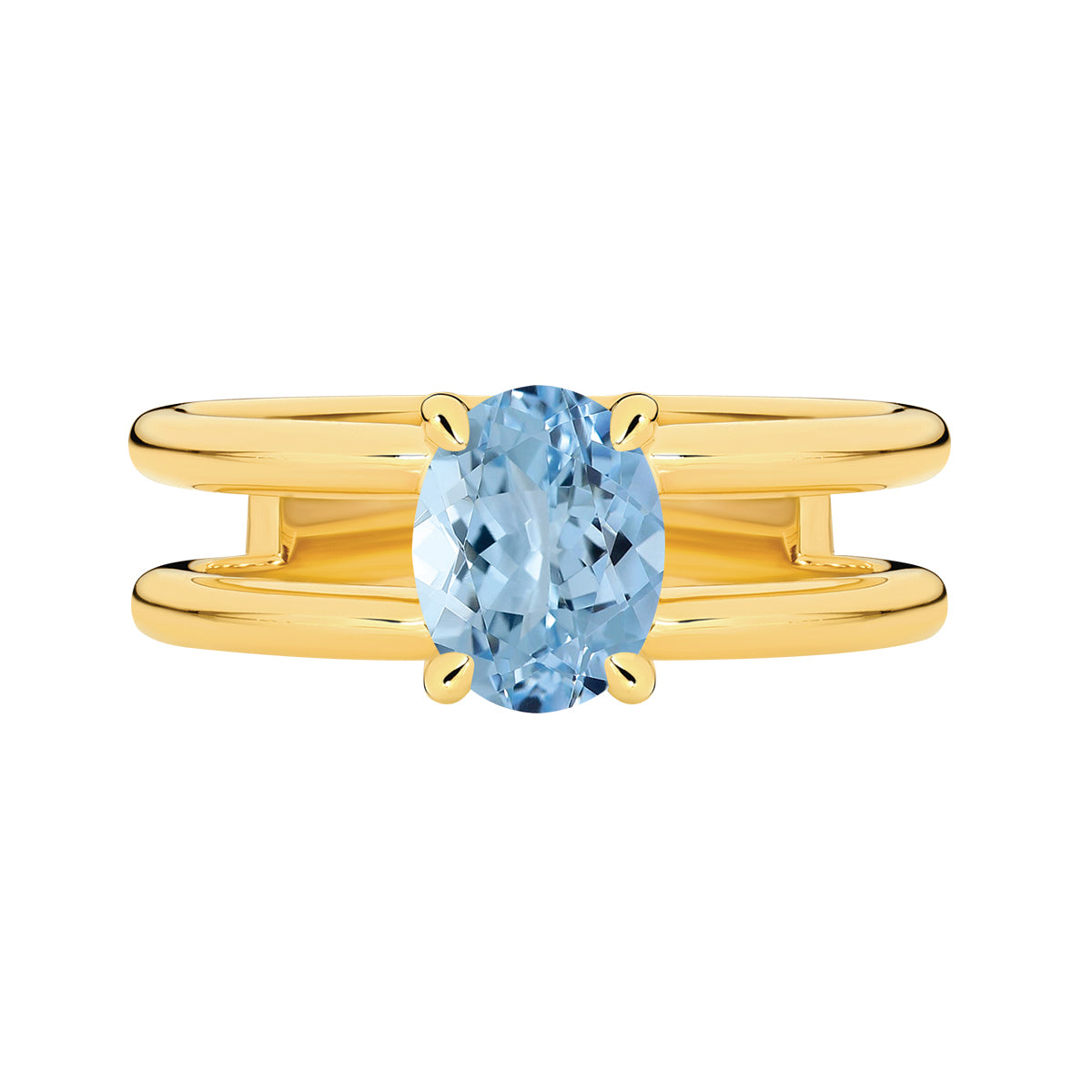 Aquamarine Split Band Ring