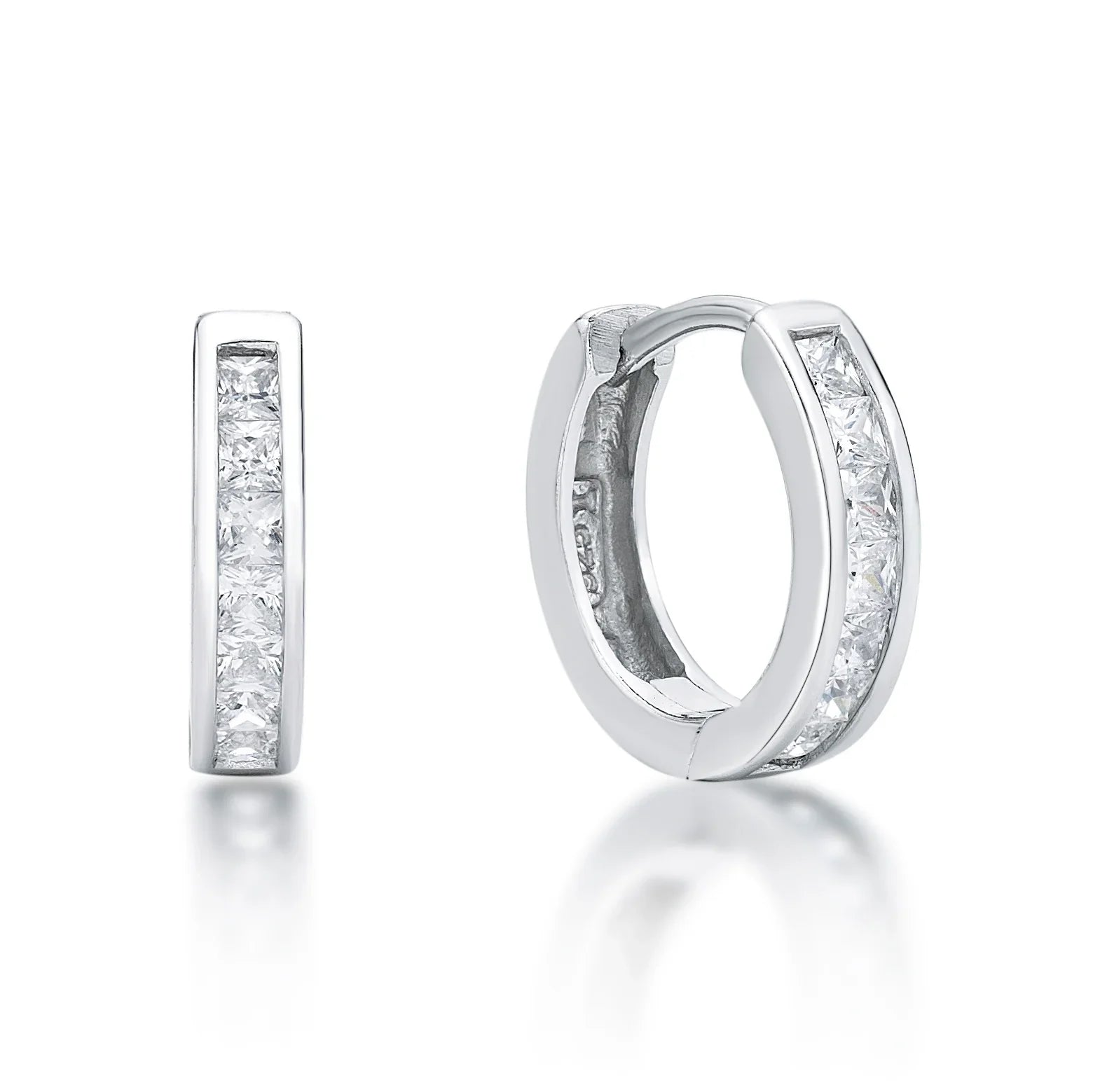 April Birthstone Silver CZ Huggies - Nangar Gems