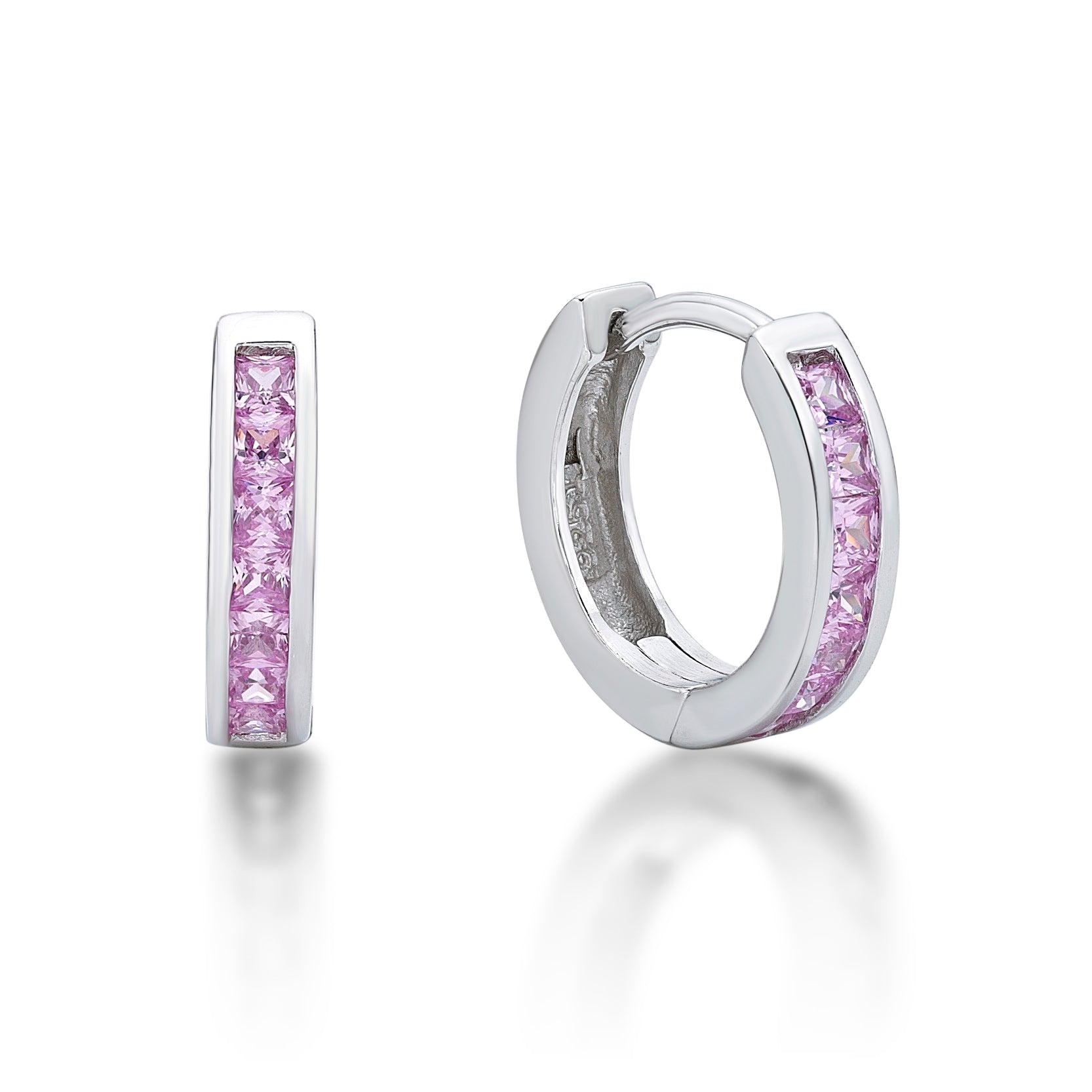 October Birthstone Silver CZ Huggies