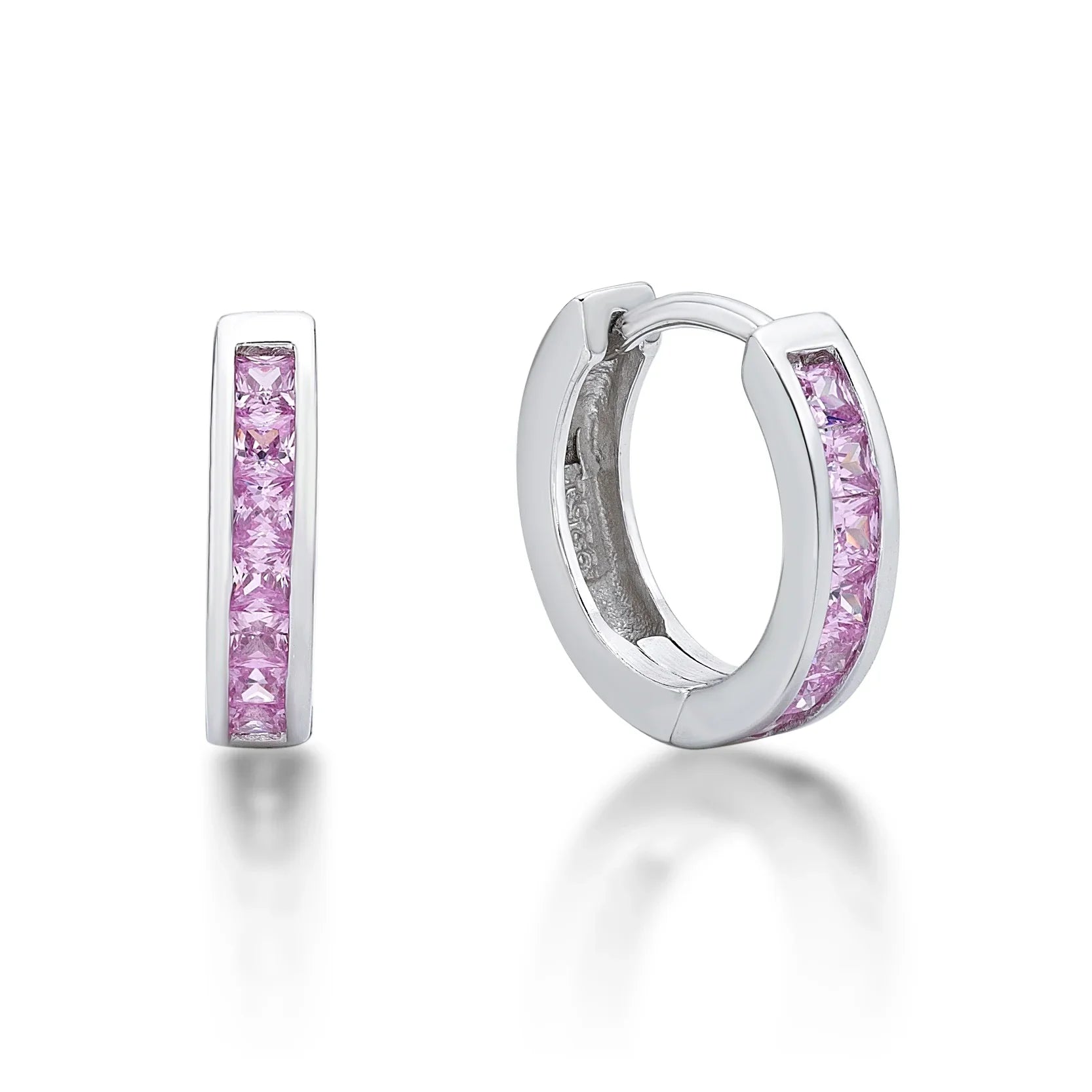 October Birthstone Silver CZ Huggies - Nangar Gems