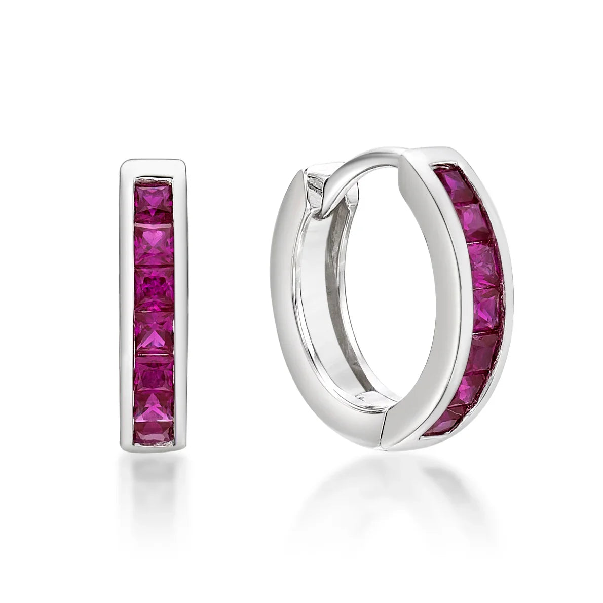 January Birthstone Silver Red CZ Hoops - Nangar Gems