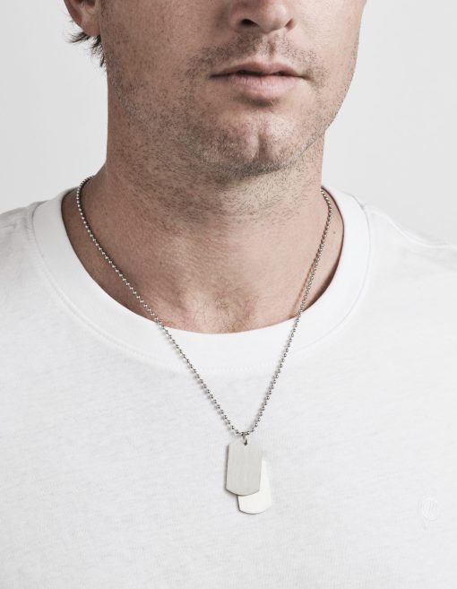Brushed Stainless Steel Double Dog Tags