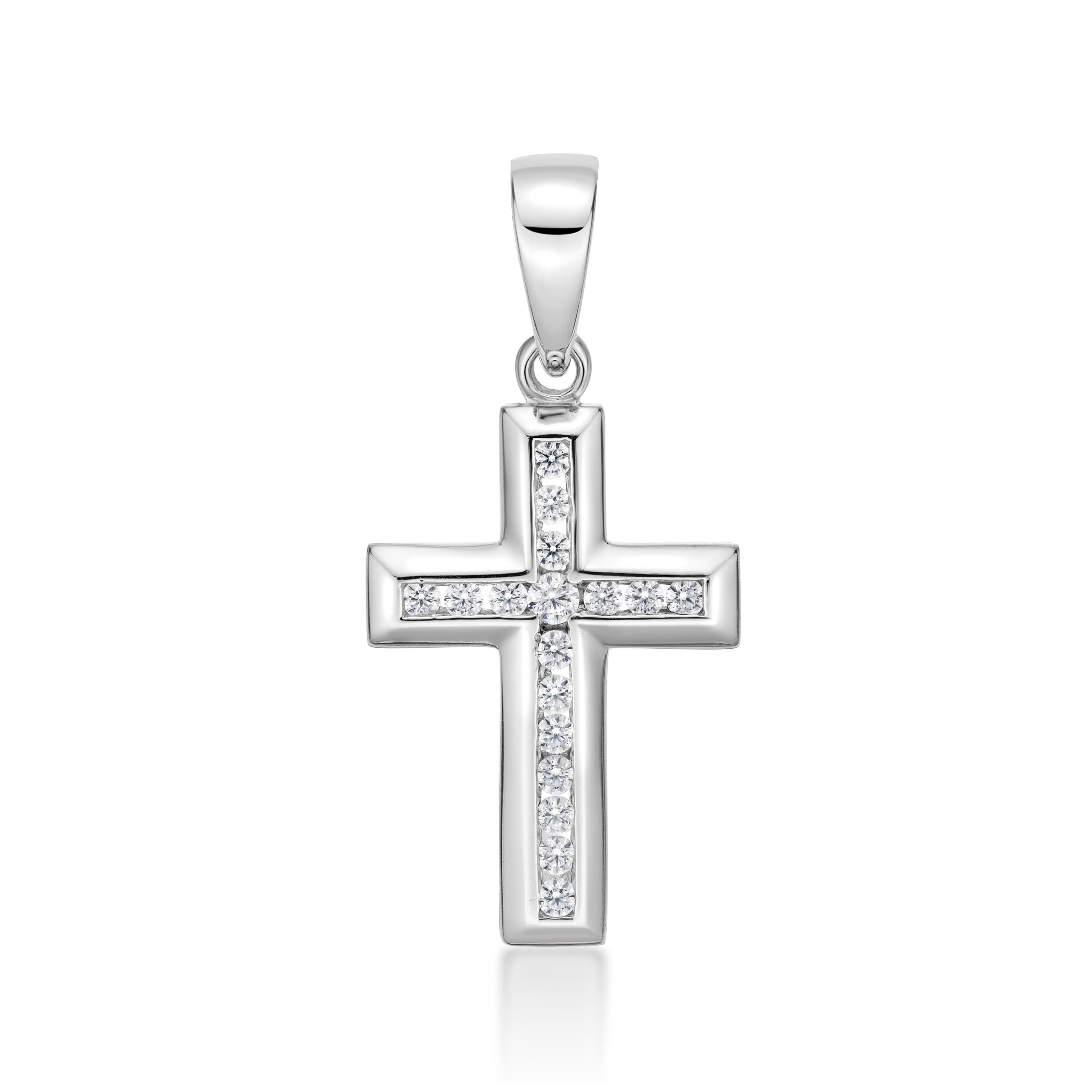 Silver CZ cross necklace