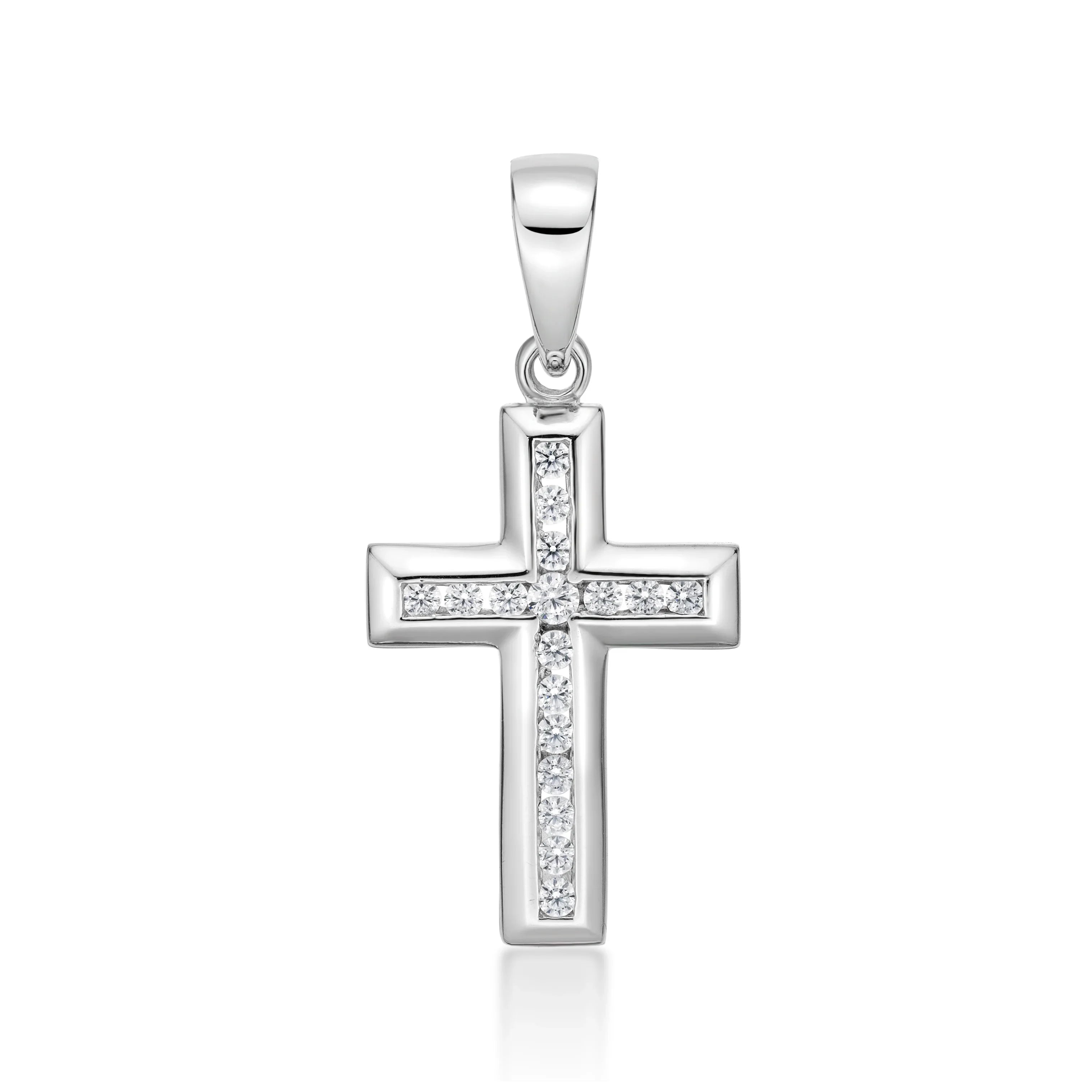 Silver CZ cross necklace - Nangar Gems