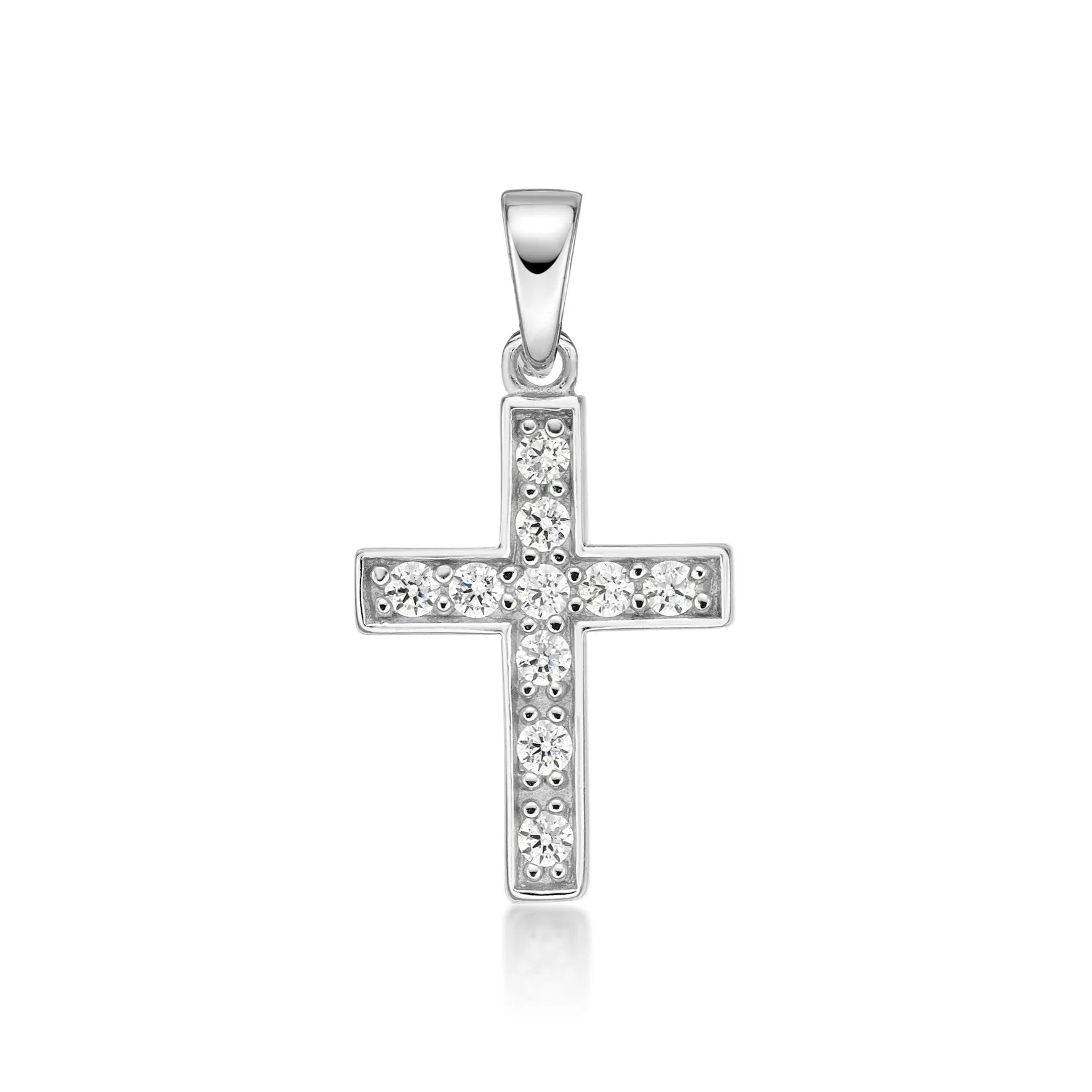 Silver CZ Cross Necklace - Nangar Gems