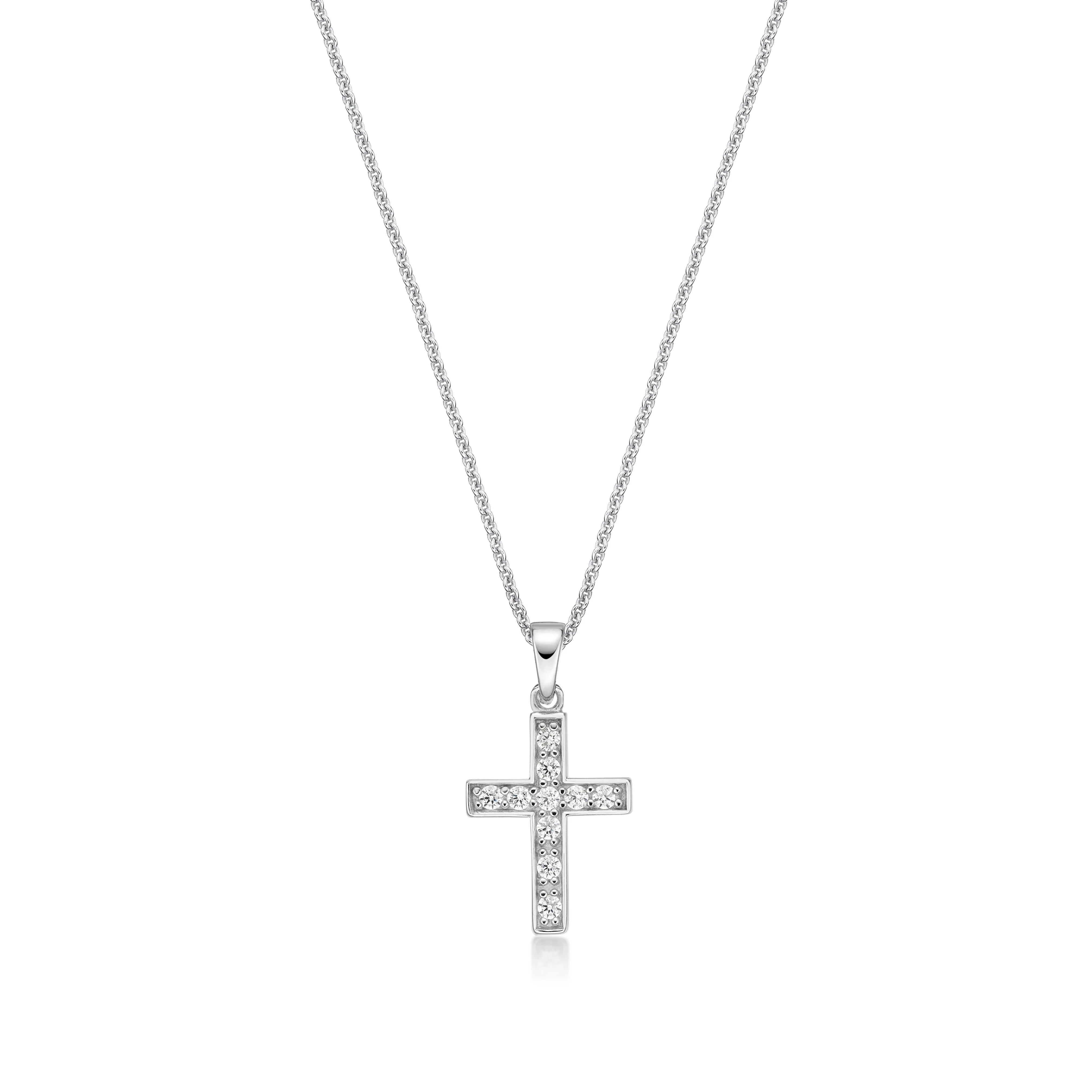 Silver CZ Cross Necklace - Nangar Gems