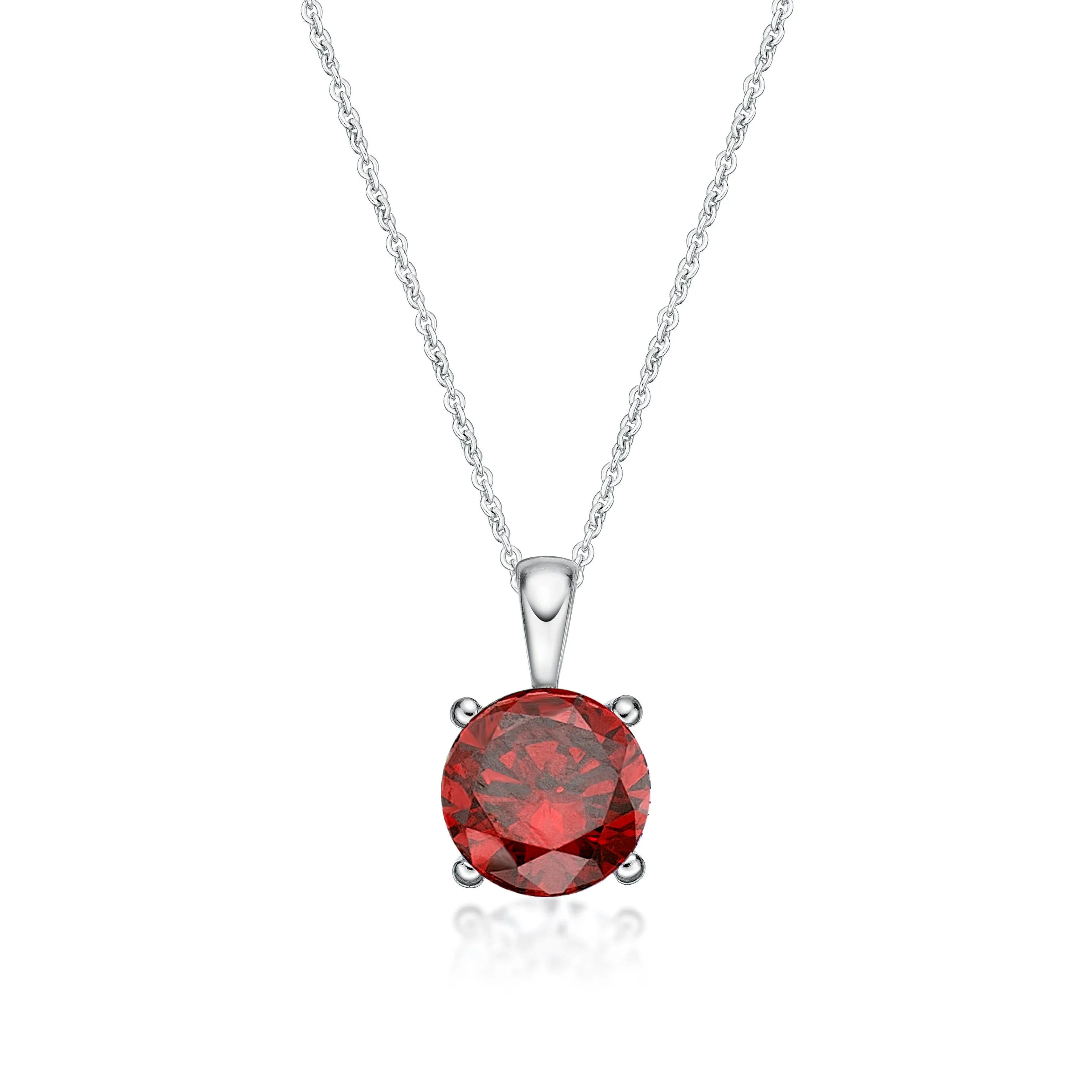 January Birthstone Silver 5mm CZ Pendant - Nangar Gems