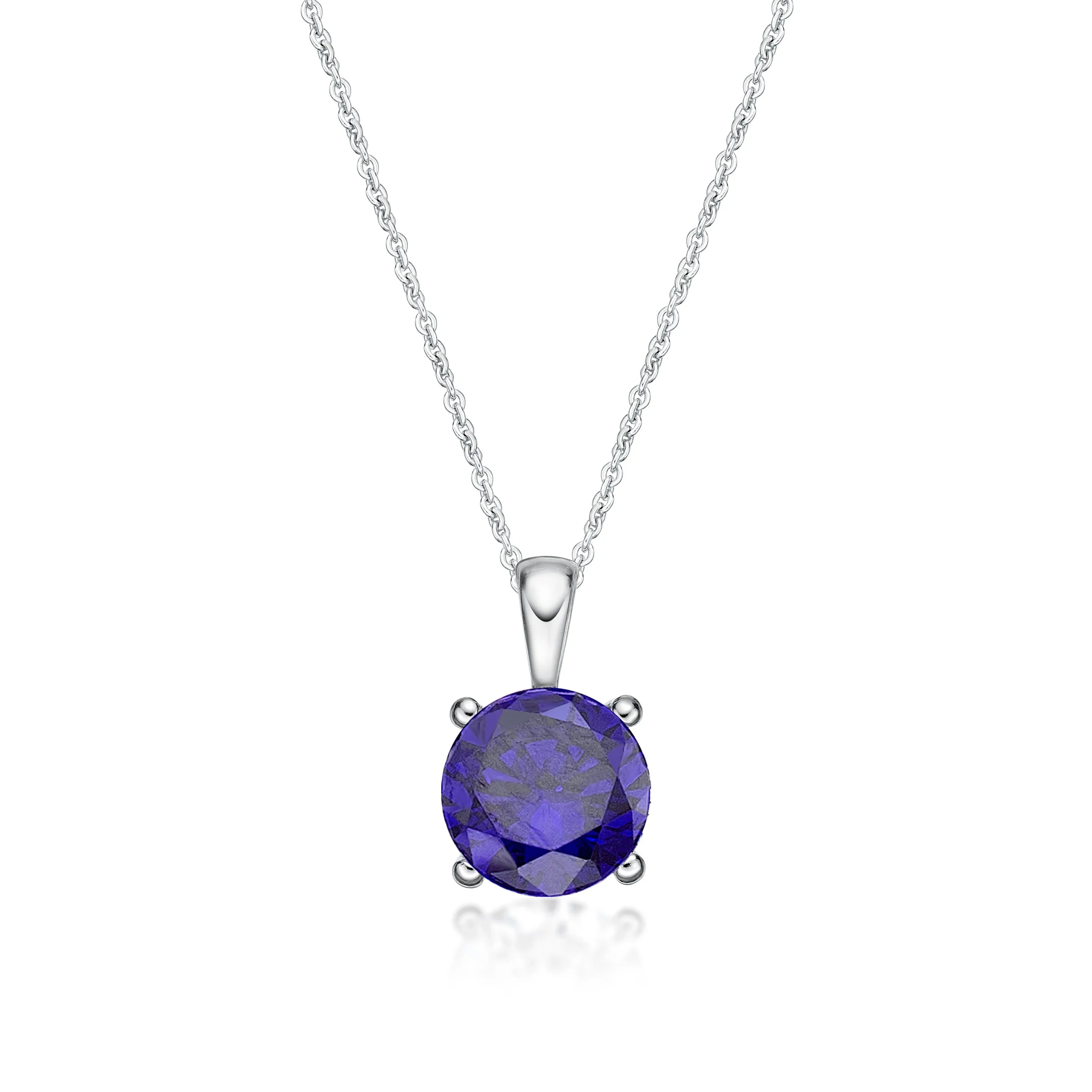 February Birthstone Silver 5mm CZ Pendant - Nangar Gems