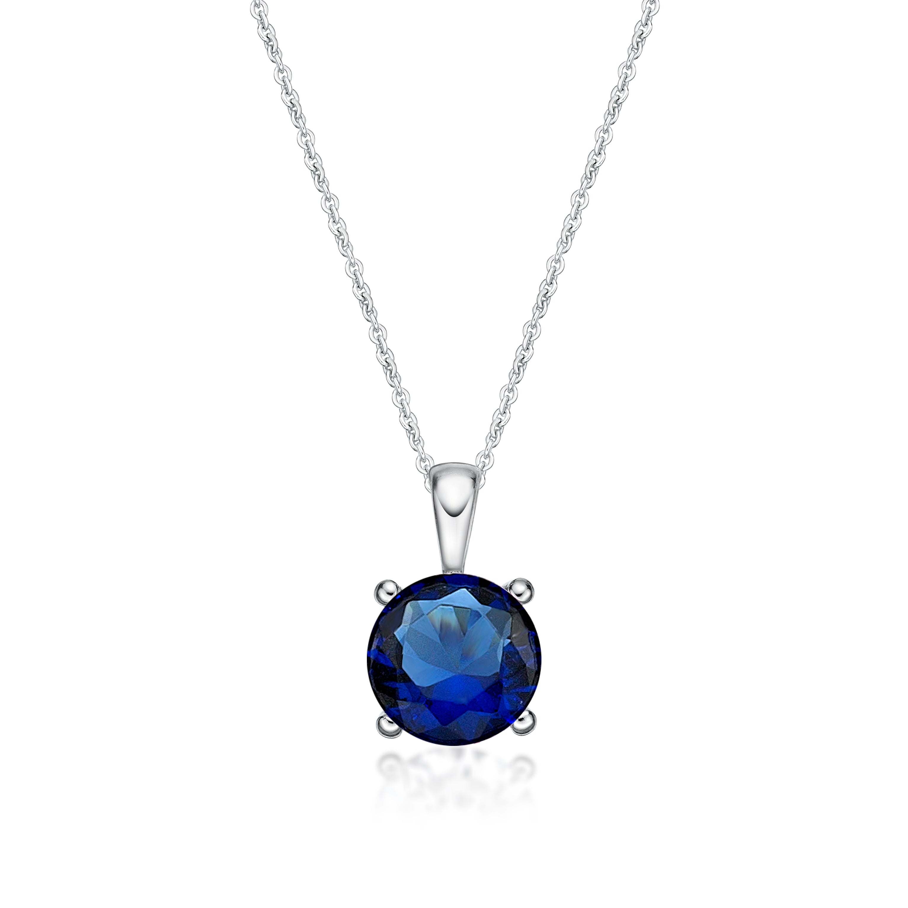 September Birthstone Silver 5mm CZ Necklace
