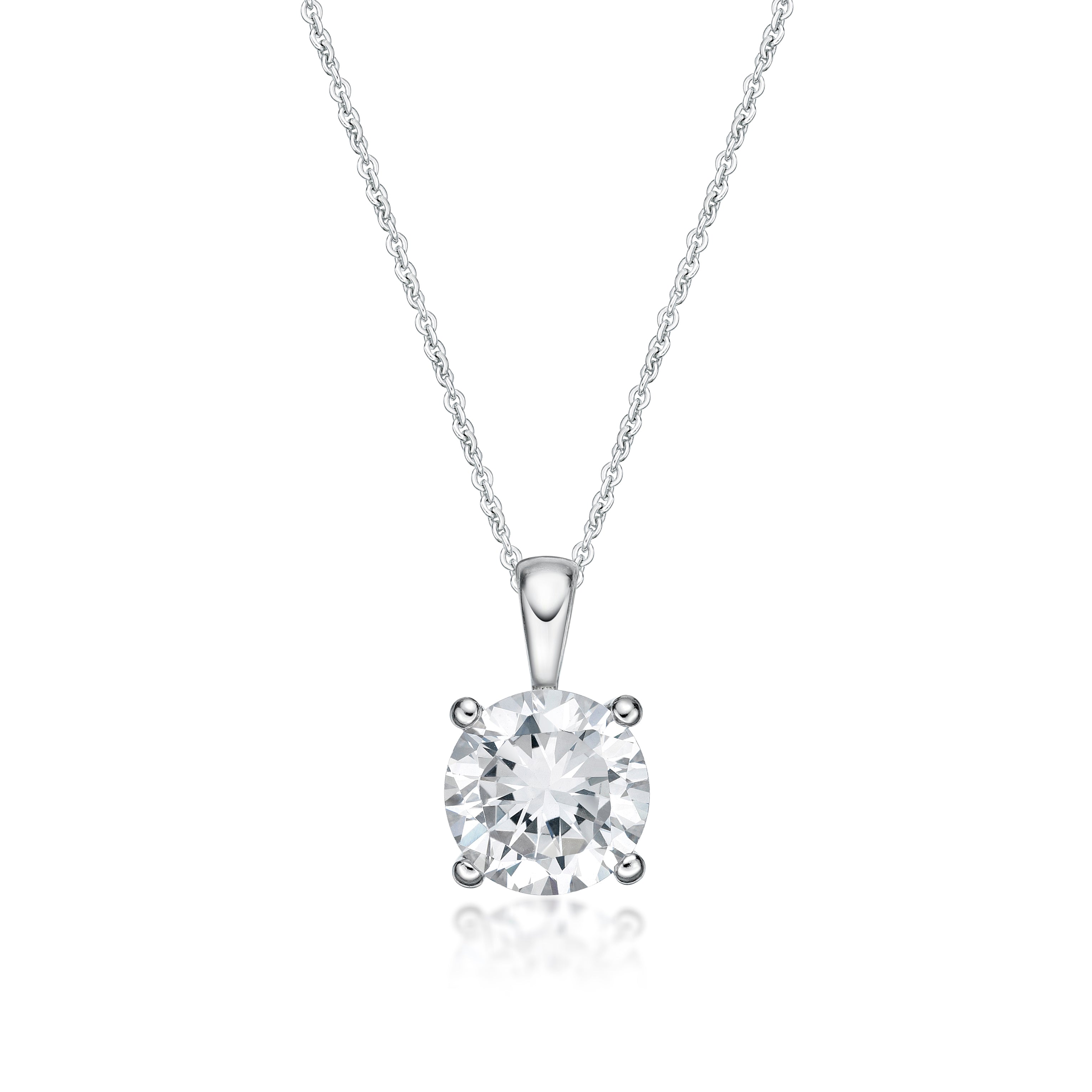 April Birthstone Silver 5mm CZ Pendant