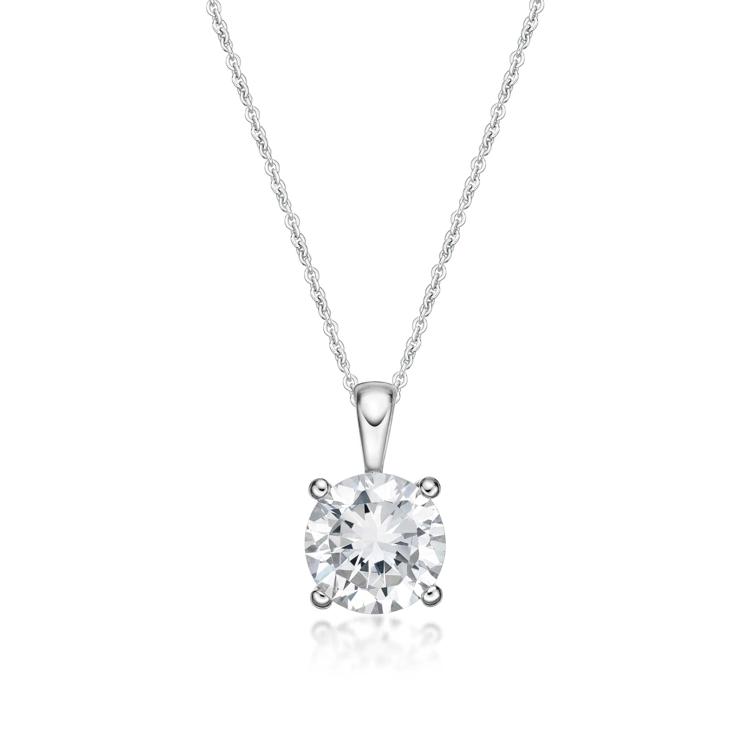 April Birthstone Silver 5mm CZ Pendant - Nangar Gems