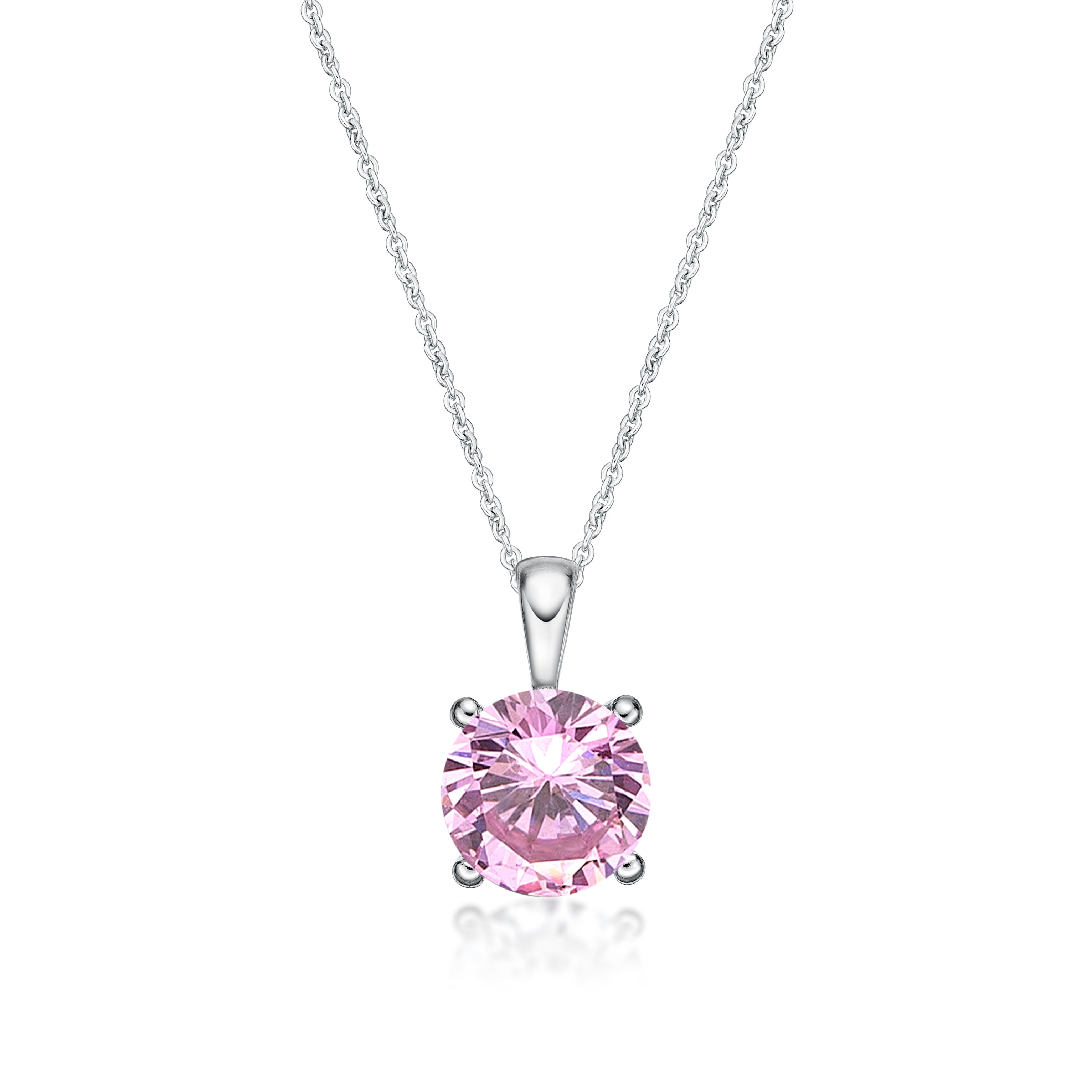 October Birthstone Silver 5mm CZ Pendant