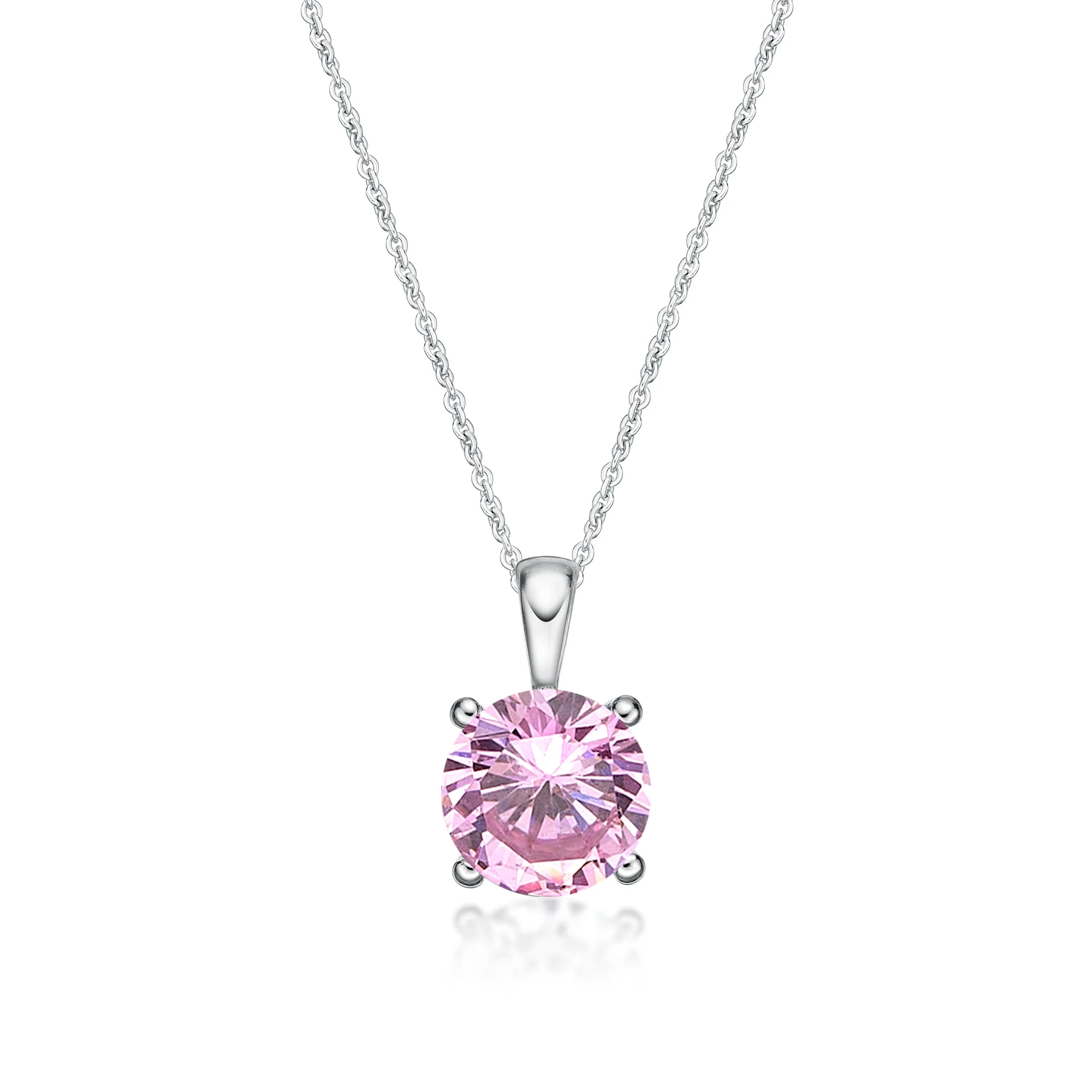 October Birthstone Silver 5mm CZ Pendant - Nangar Gems
