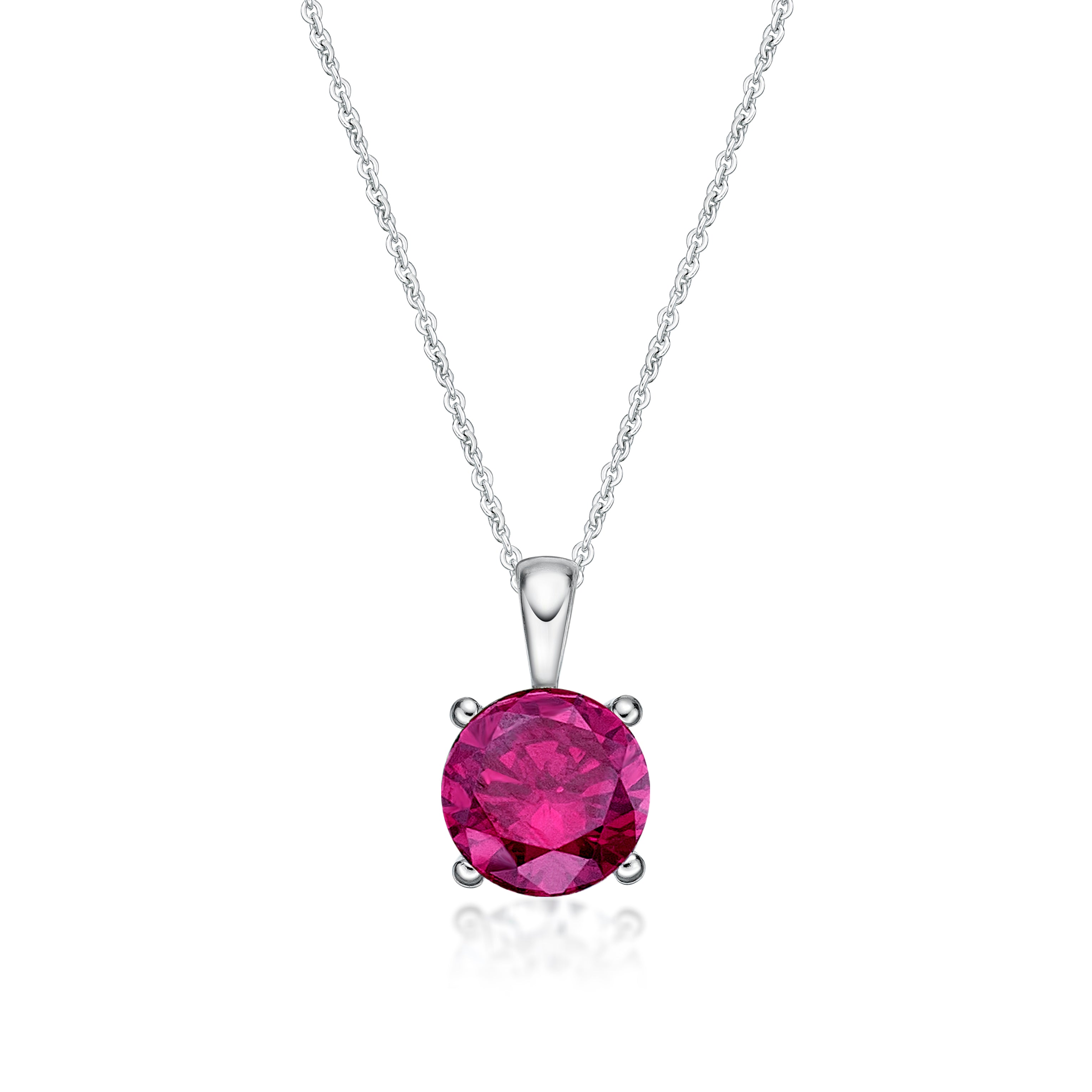 July Birthstone Silver 5mm CZ Pendant
