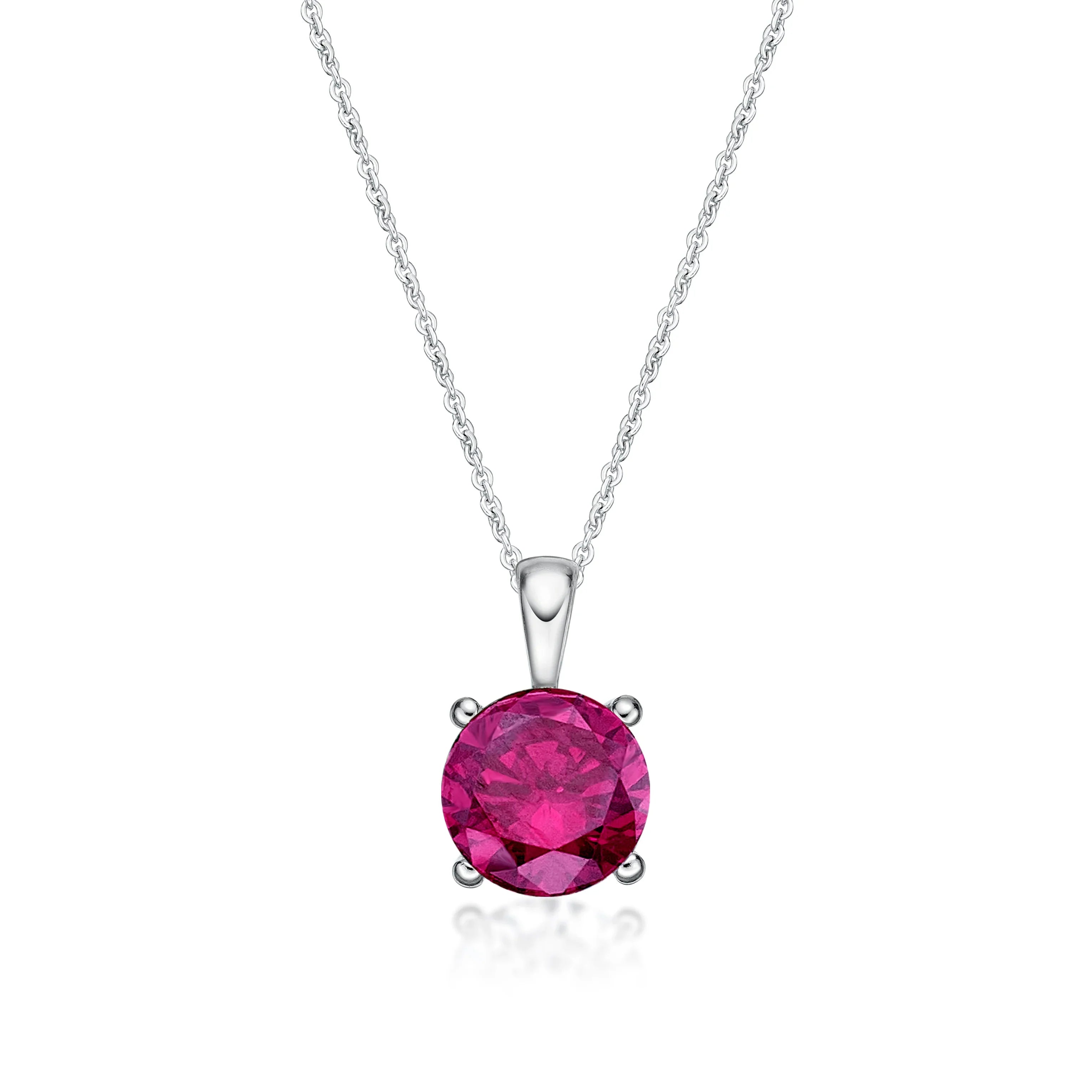 July Birthstone Silver 5mm CZ Pendant - Nangar Gems