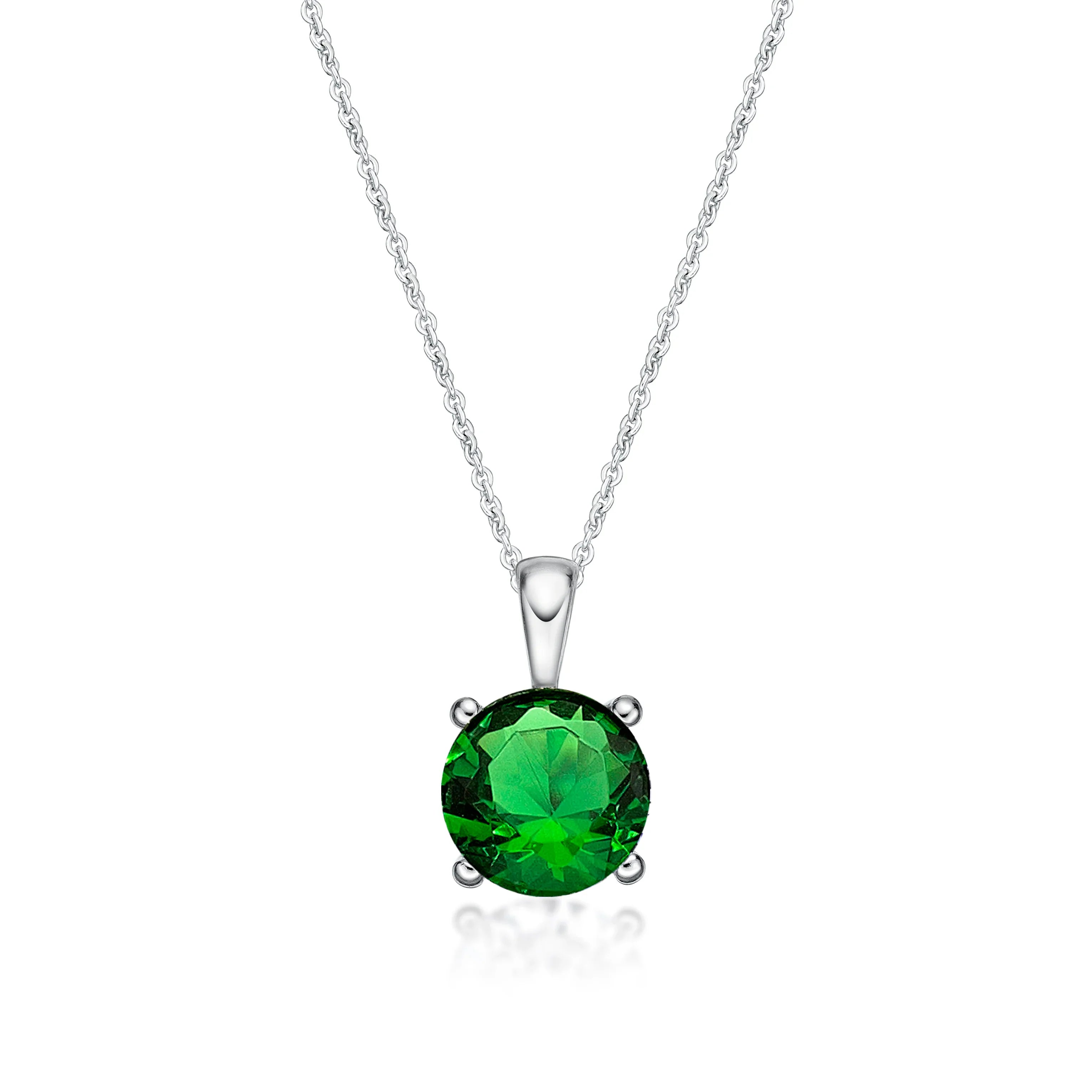 May Birthstone Silver 5mm CZ Pendant - Nangar Gems