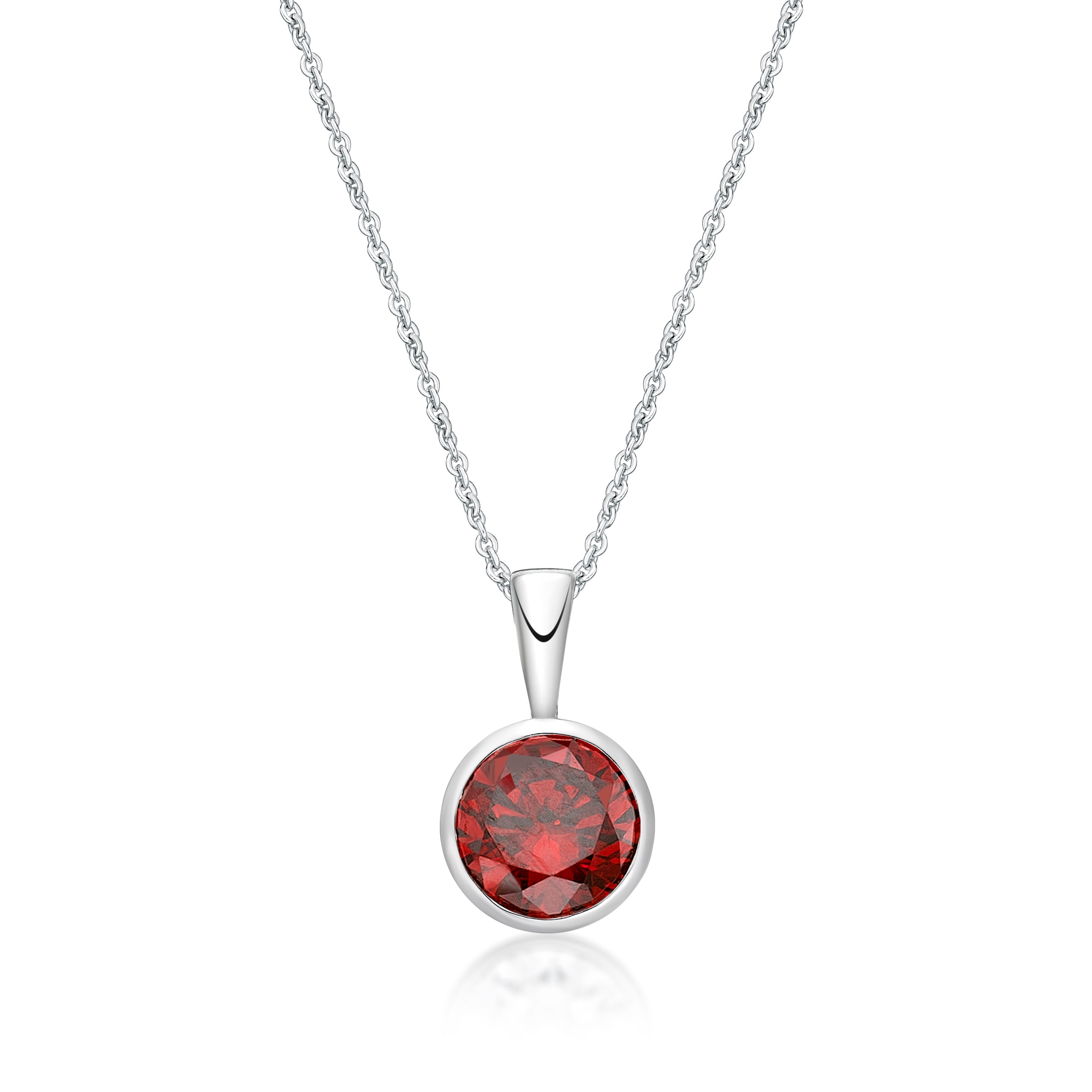 January Birthstone Silver 5mm CZ Pendant
