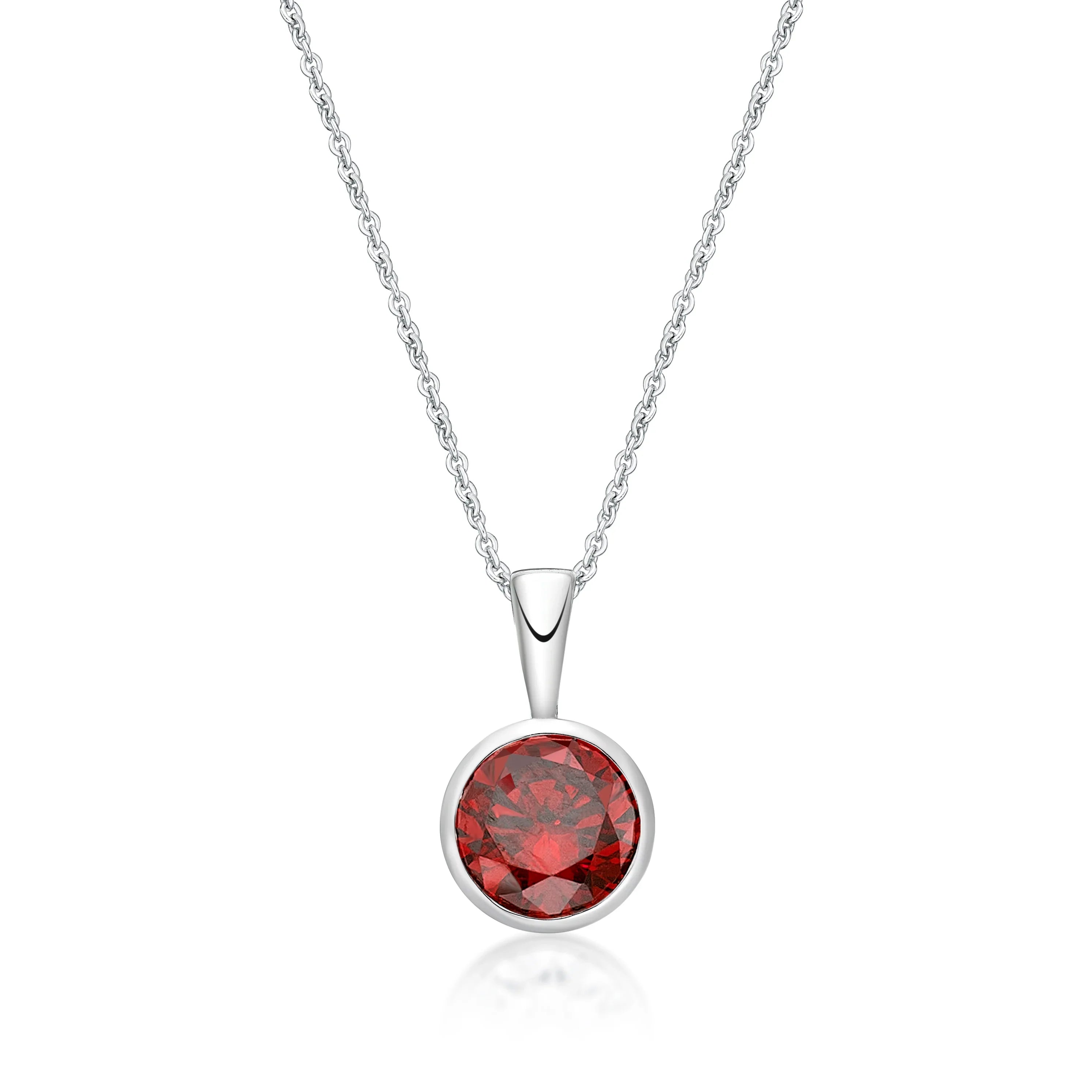 January Birthstone Silver 5mm CZ Pendant - Nangar Gems