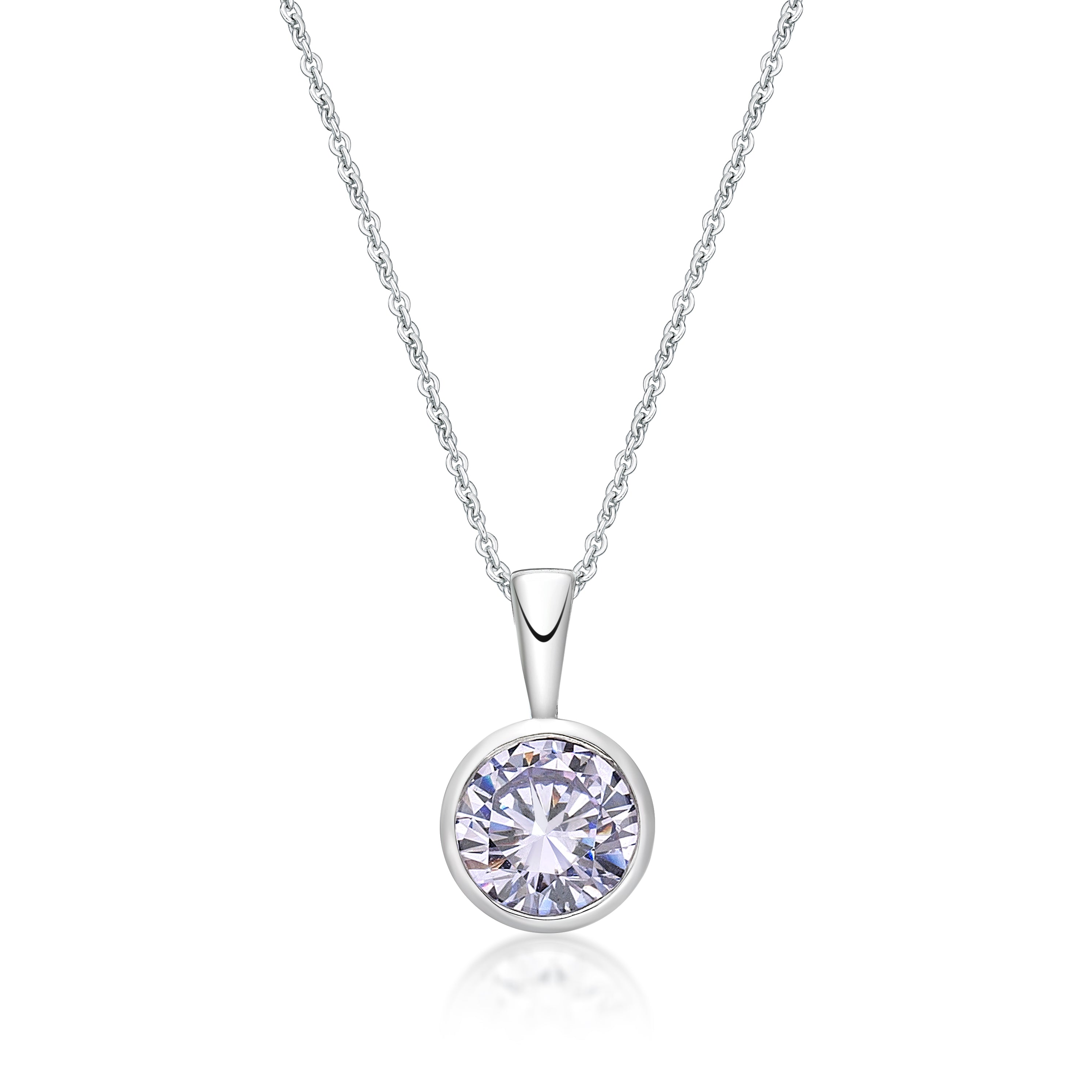 June Birthstone Silver 5mm CZ Pendant