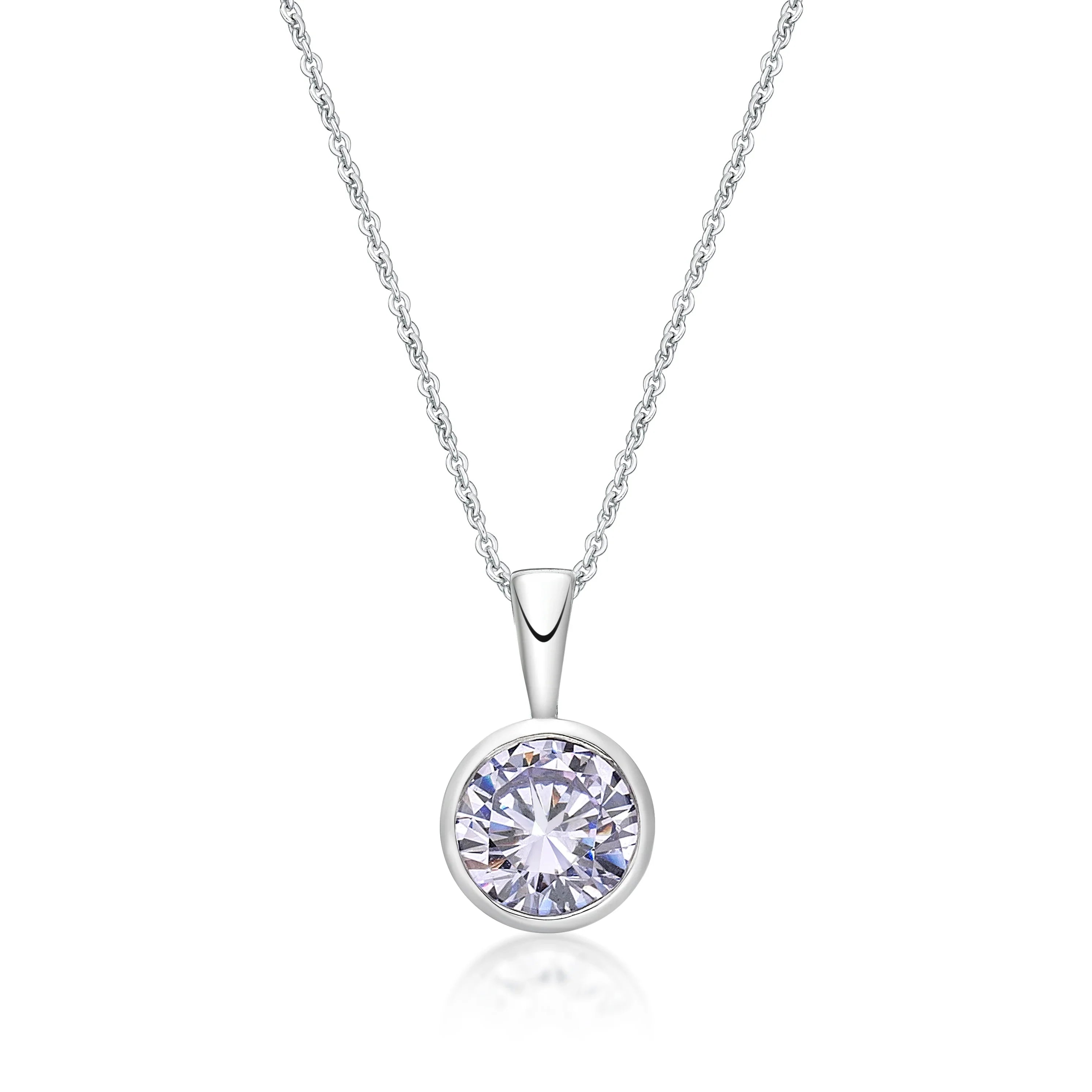 June Birthstone Silver 5mm CZ Pendant - Nangar Gems