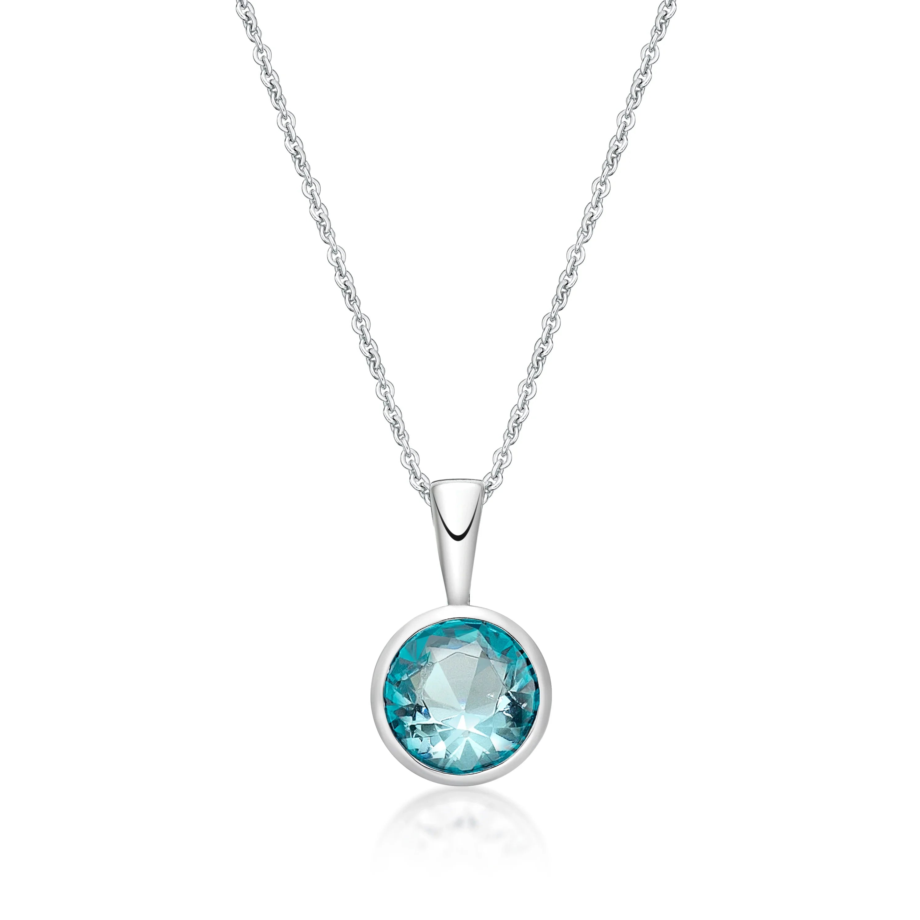 March Birthstone Silver 5mm CZ Pendant - Nangar Gems