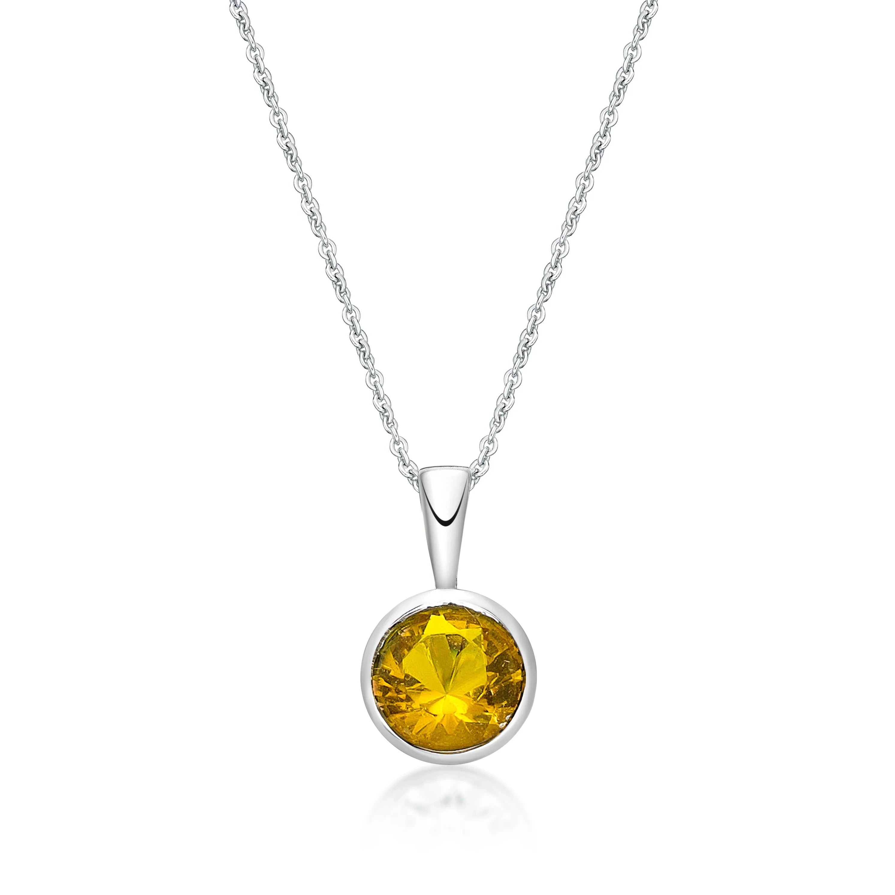 November Birthstone Silver 5mm CZ Pendant - Nangar Gems
