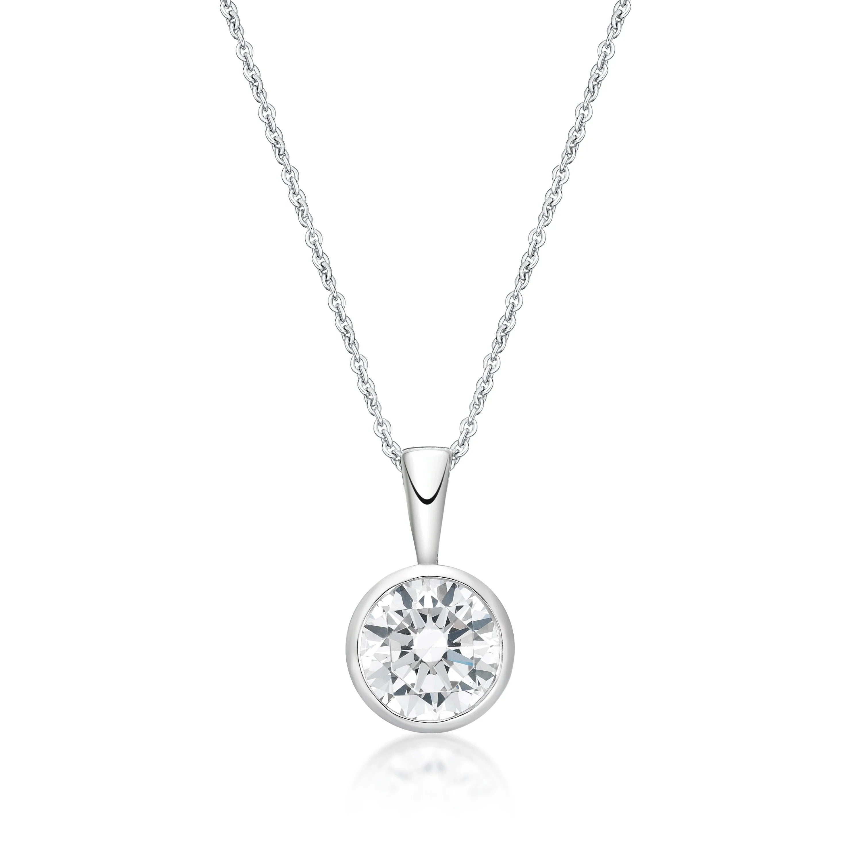 April Birthstone Silver 5mm CZ Pendant - Nangar Gems
