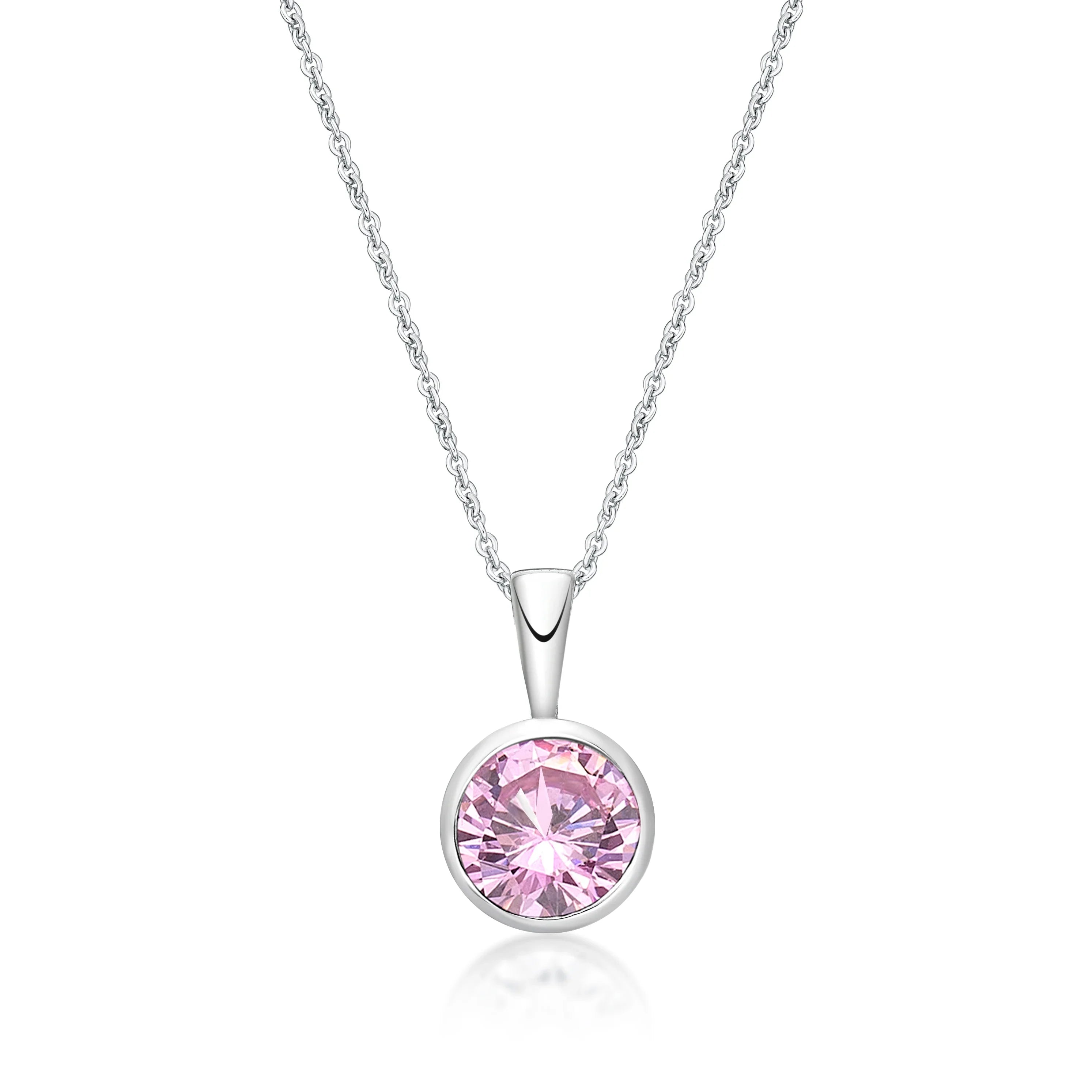 October Birthstone Silver 5mm CZ Pendant - Nangar Gems
